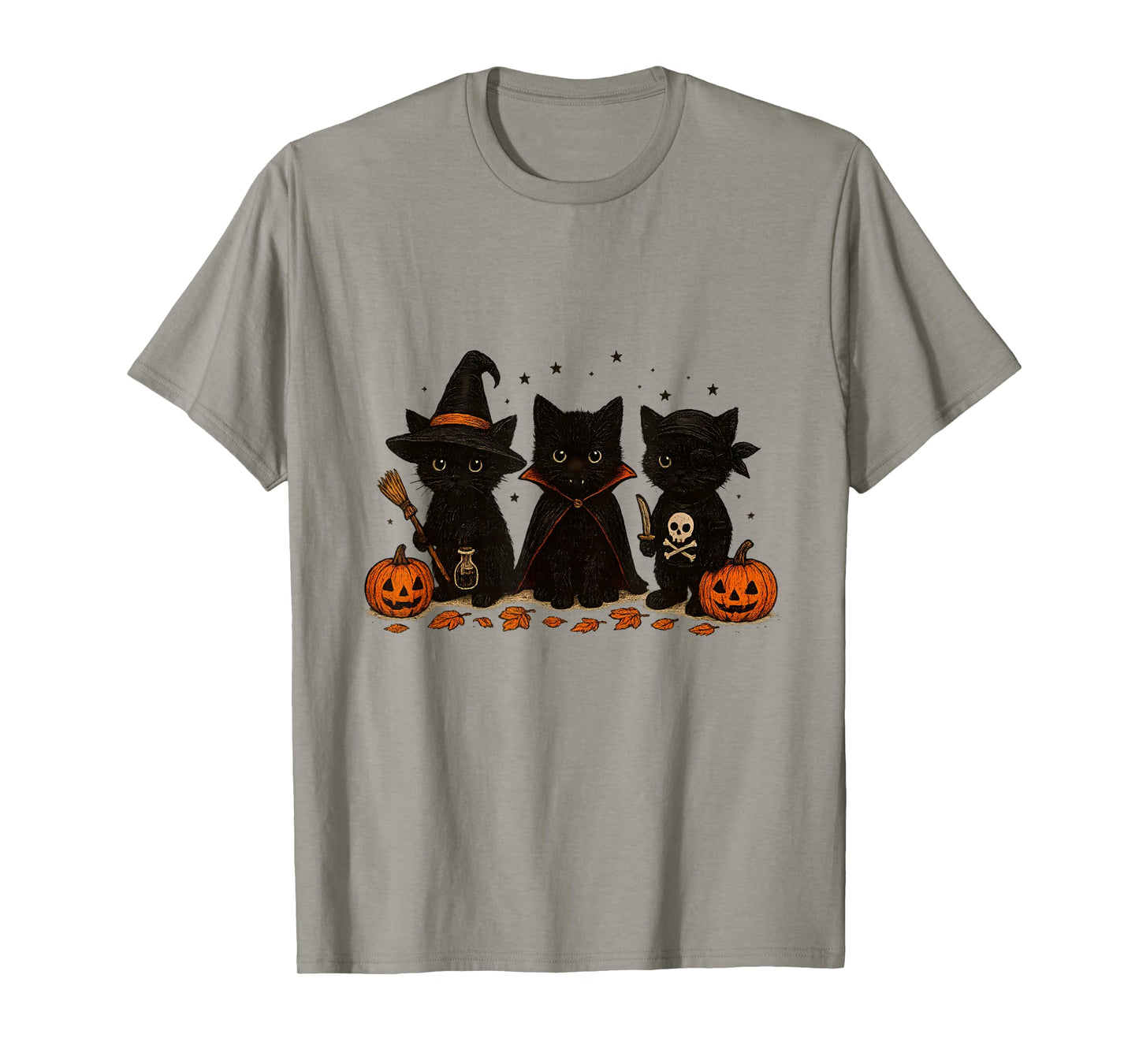 Cute Black Cats in Halloween Costumes | Witch,Vampire &Pirat T-Shirt