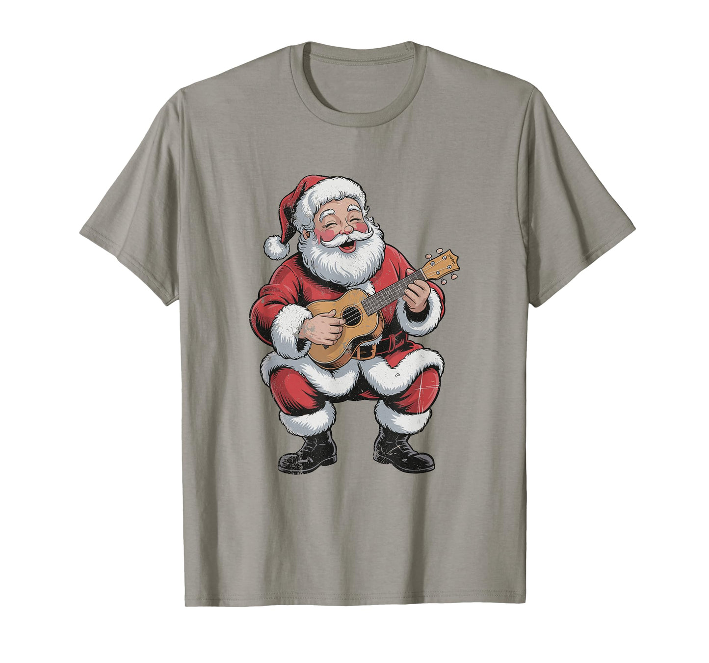Vintage Santa Playing Ukulele Retro 90s Chrismas Holiday T-Shirt