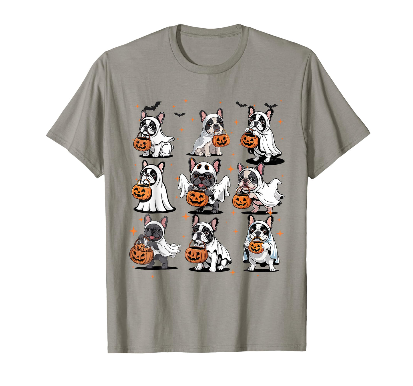 French Bulldog Ghost Witch Pumpkins Halloween Dog Costume T-Shirt