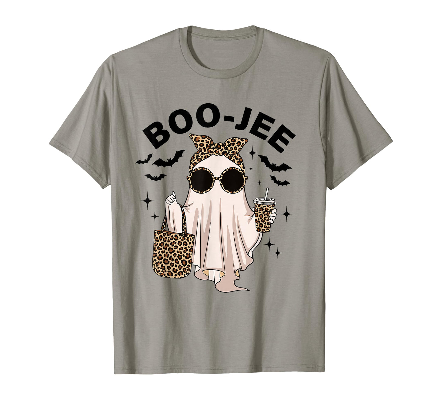 Coquette Leopard Ghost Coffee Boo-JEE Halloween Boujee Ghost T-Shirt