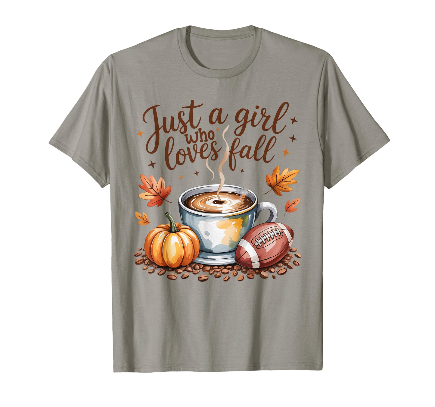 Just a Girl Who Loves Fall Season Football Coffee Pumpkin T-Shirt