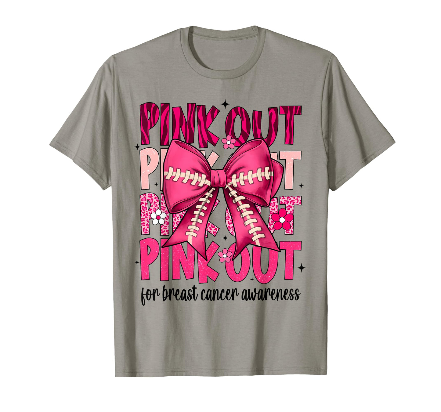 Pink Out Football Pink Coquette Bow Breast Cancer Awareness T-Shirt