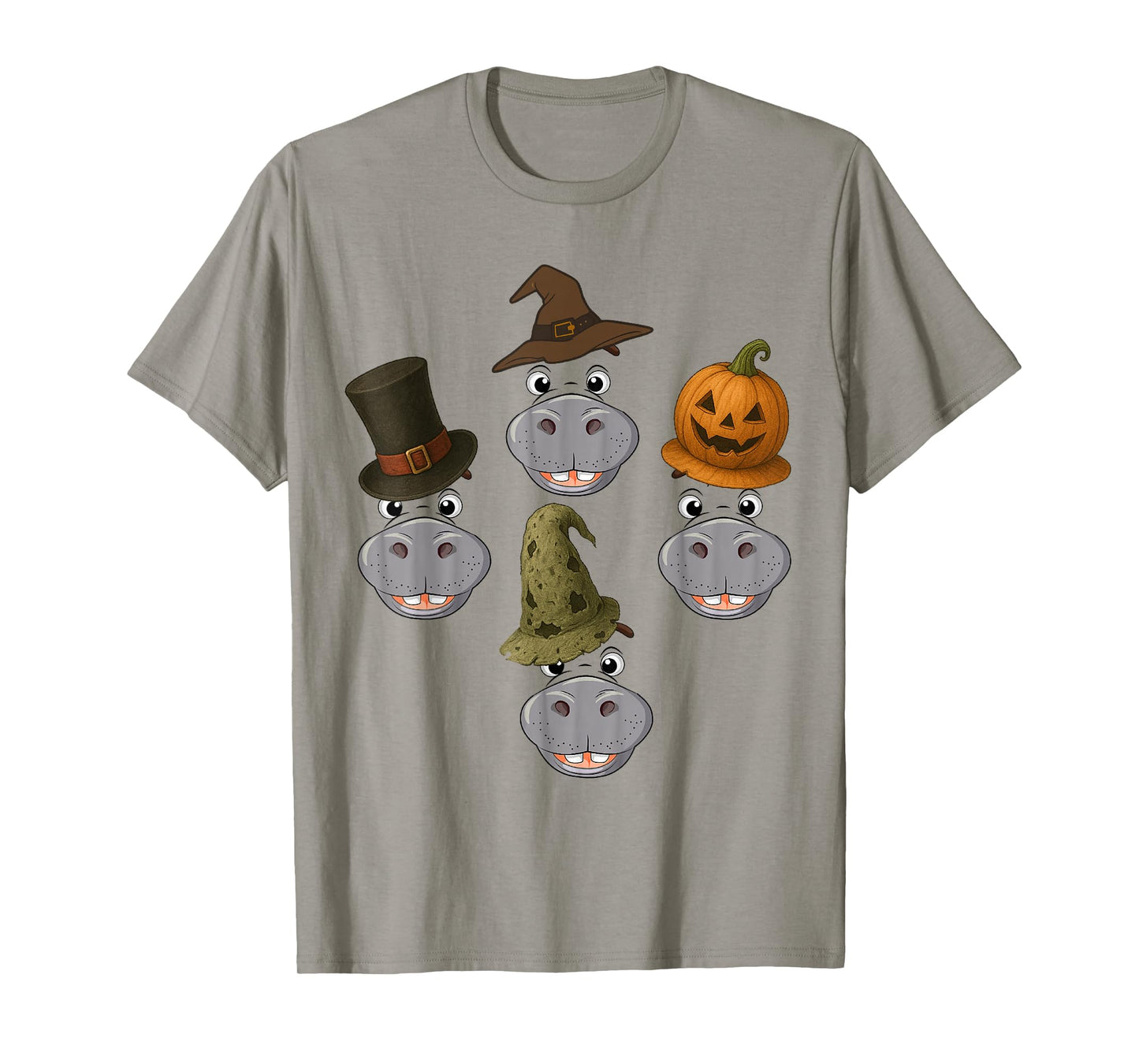 Hippo Spooky Ghost Horror Pumpkin Zombie Halloween T-Shirt