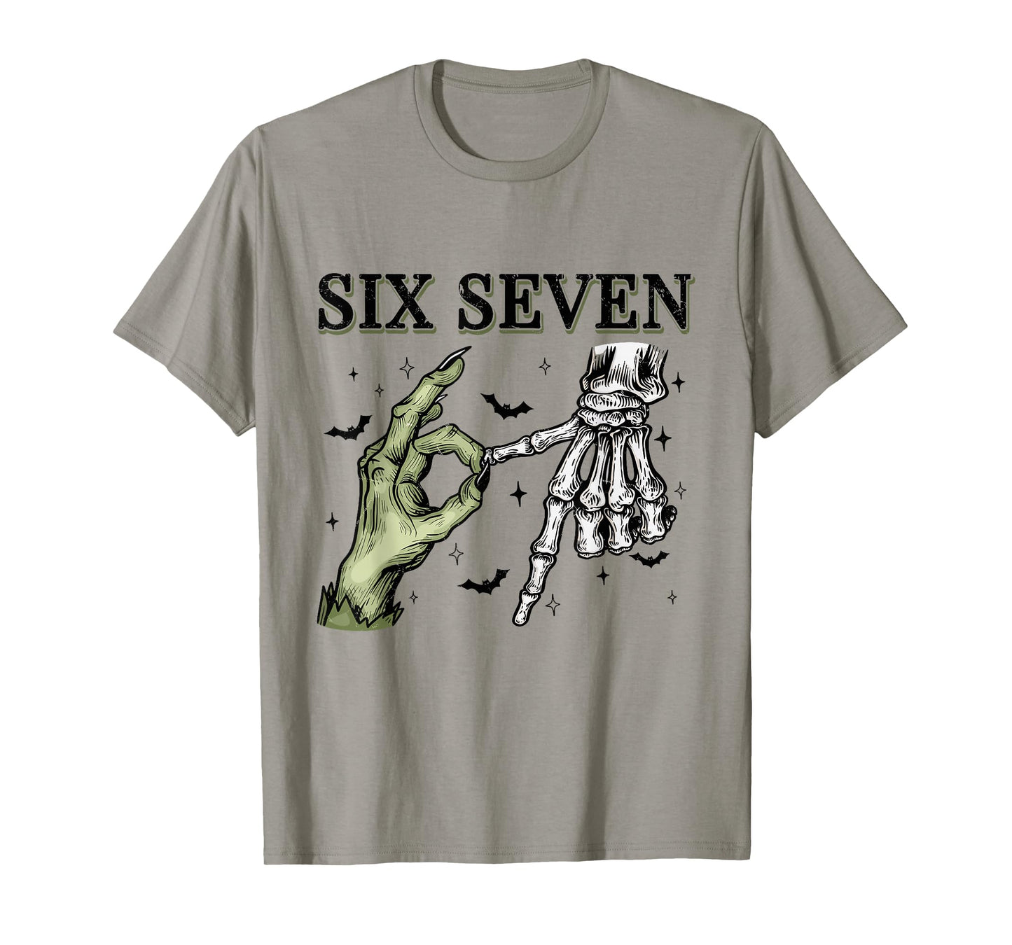 67 Six Seven Brainrot Halloween Witch Skeleton Phrase Meme T-Shirt