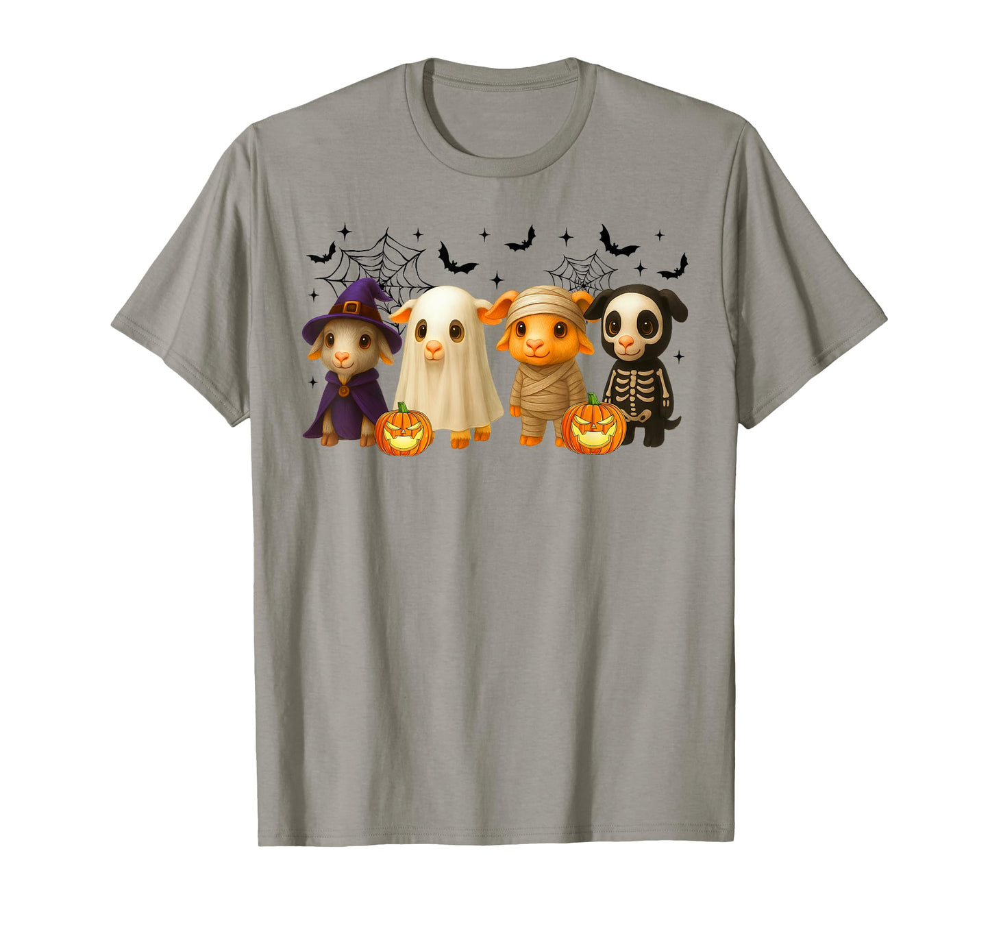 Goats in Witch Skeleton Ghost Costume Happy Halloween Day T-Shirt