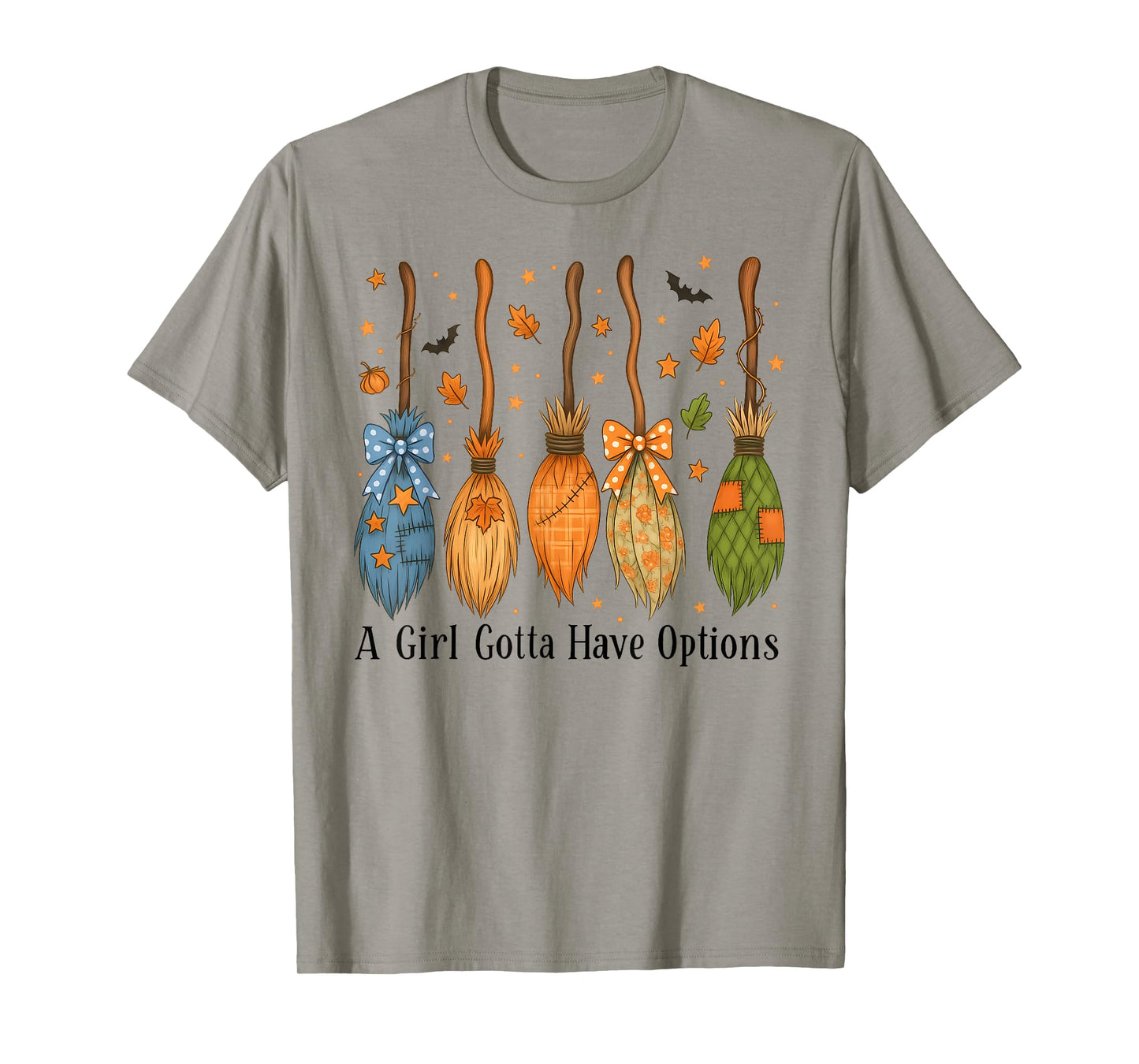 Coquette A Girl Gotta Have Options Patchwork Witch Brooms T-Shirt