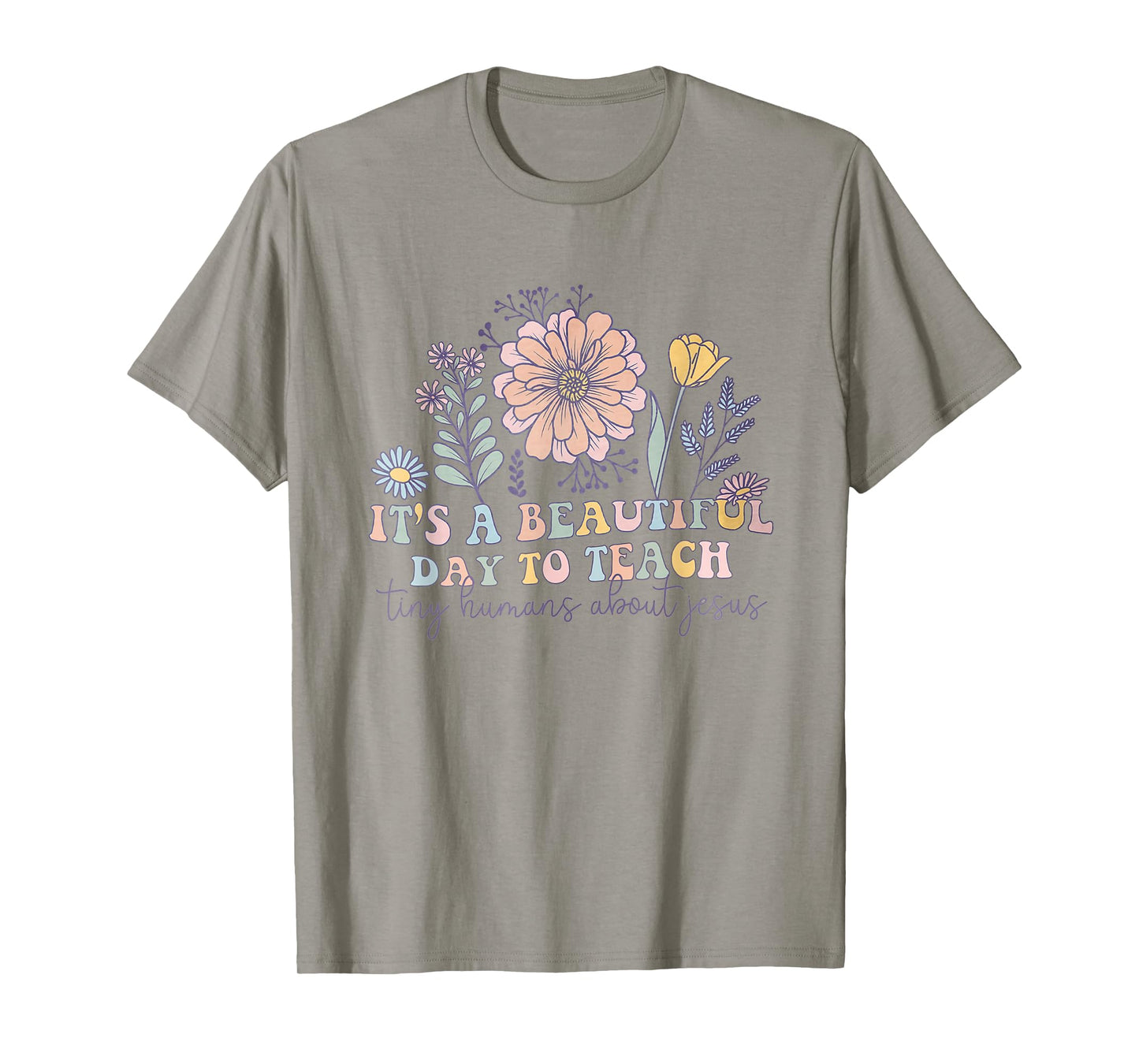 Retro I Teach Tiny Humans About Jesus Christian Teacher T-Shirt