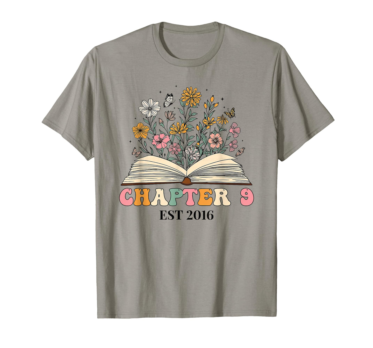 Chapter 9 Years Old 9th Birthday Wildflower Book Lover T-Shirt
