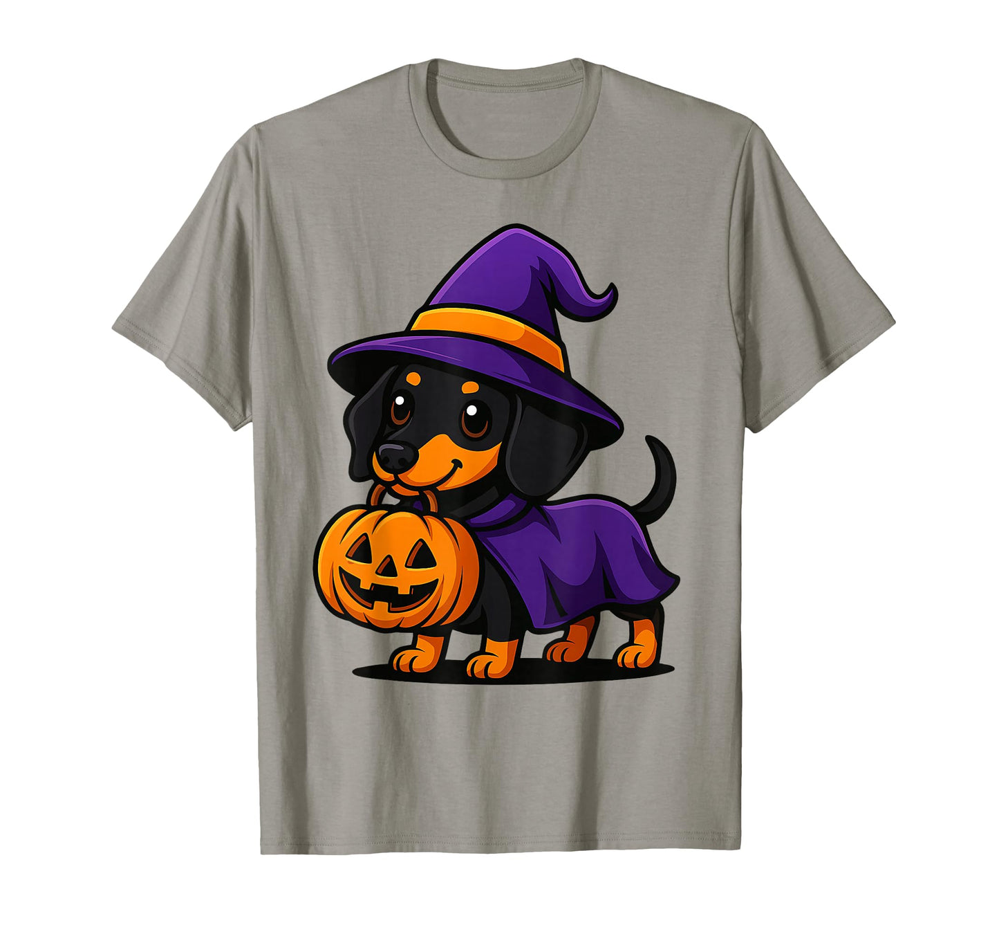 Kawaii Dachshund Dog Sausage Witch Pumpkin Halloween Costume T-Shirt
