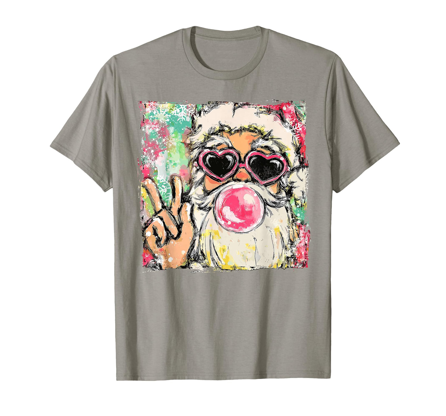 Preppy Santa Clause Blowing Bubble Gum Christmas Girly Kids T-Shirt