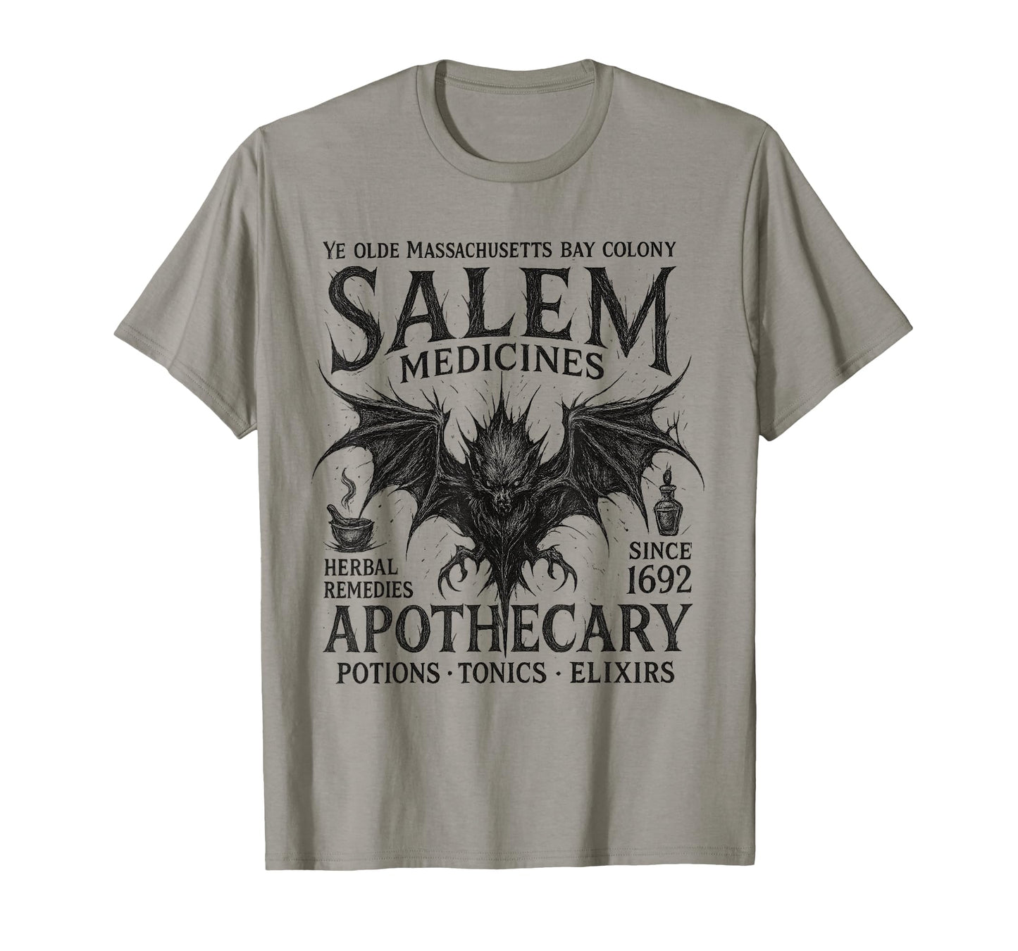 Salem Apothecary Bat Potions Vintage Halloween Gothic T-Shirt