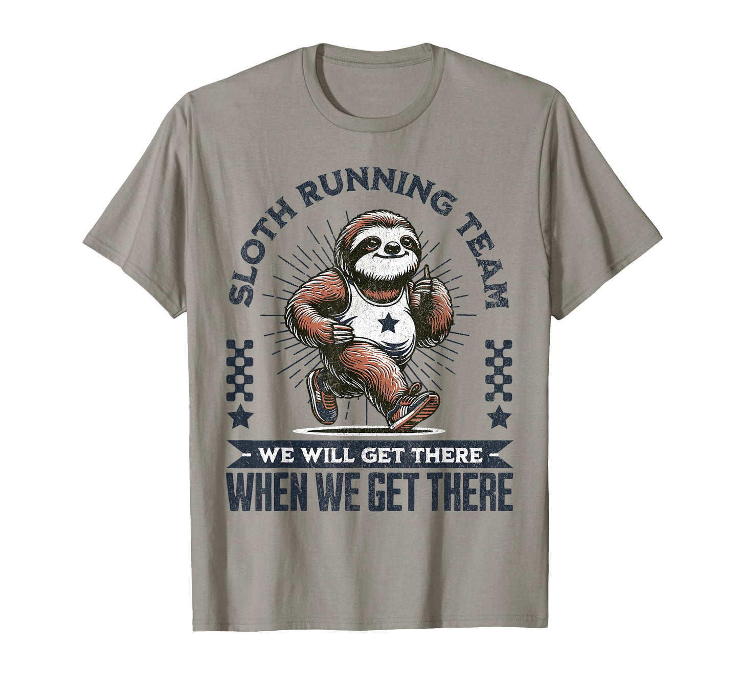 Funny Vintage Sloth Running Team Marathon Runners Jogging T-Shirt