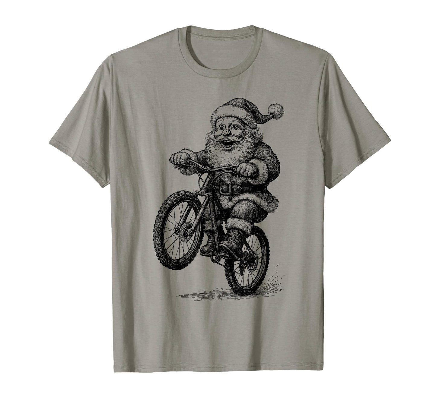 Vintage Kawaii Cute Santa Claus Riding Bicycle Cyclist T-Shirt