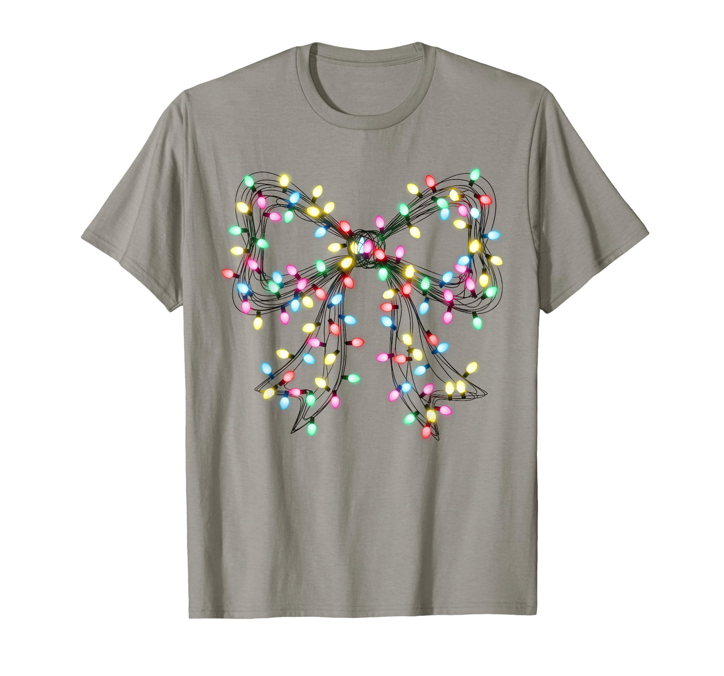 Coquette Bow Christmas Xmas Lights Pajamas Holiday Girly T-Shirt