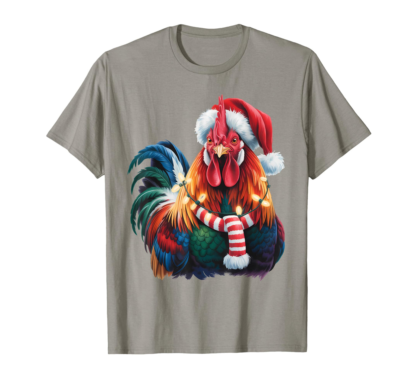 Christmas Lights Funny Chicken Santa Xmas Family Matching T-Shirt