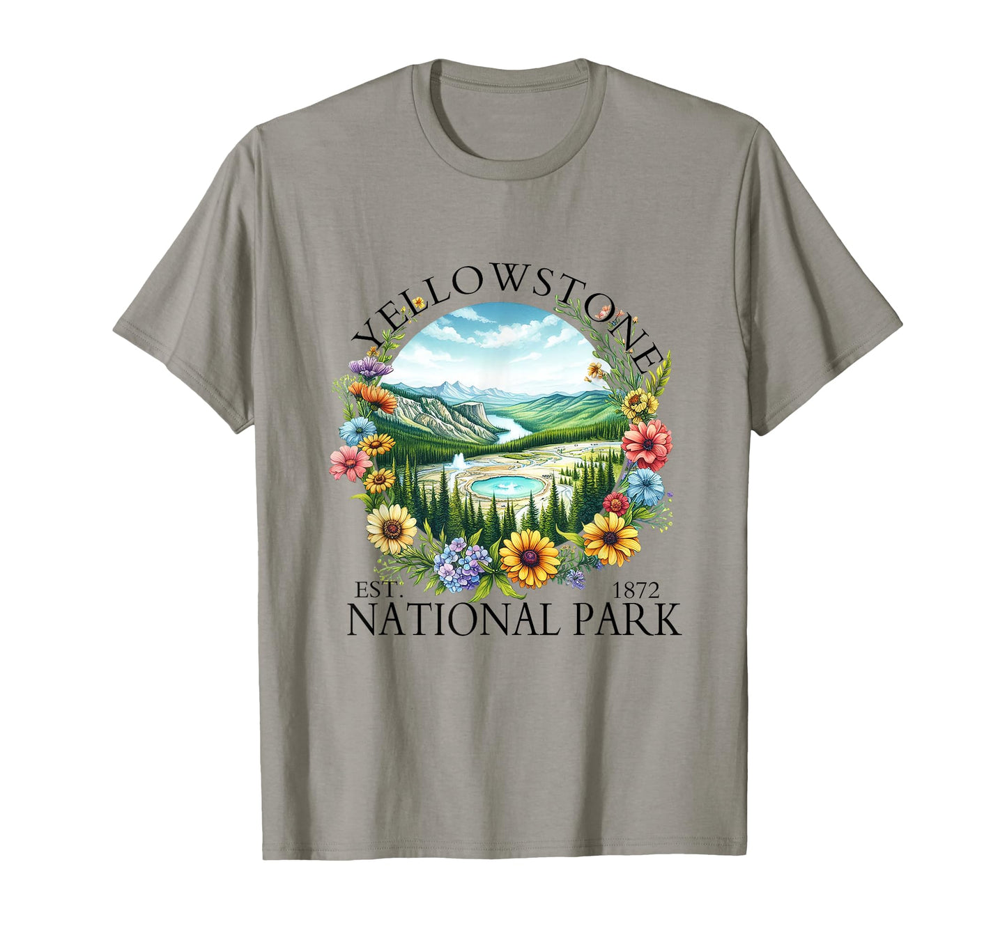 Floral Yellowstone National Park Hiking Camping Outdoor T-Shirt