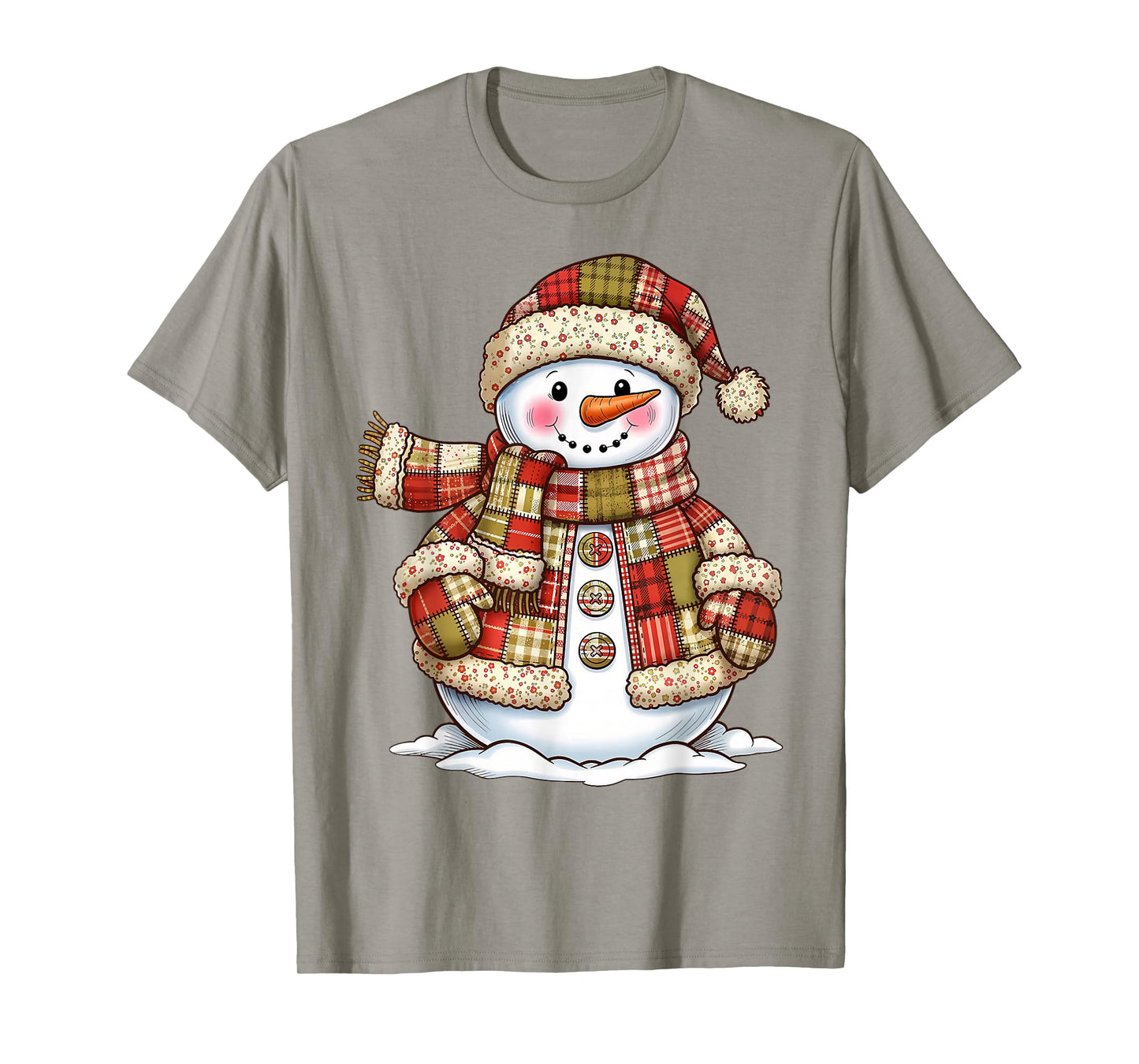 Patchwork Snowman Preppy Girly Christmas Xmas Holiday Kids T-Shirt