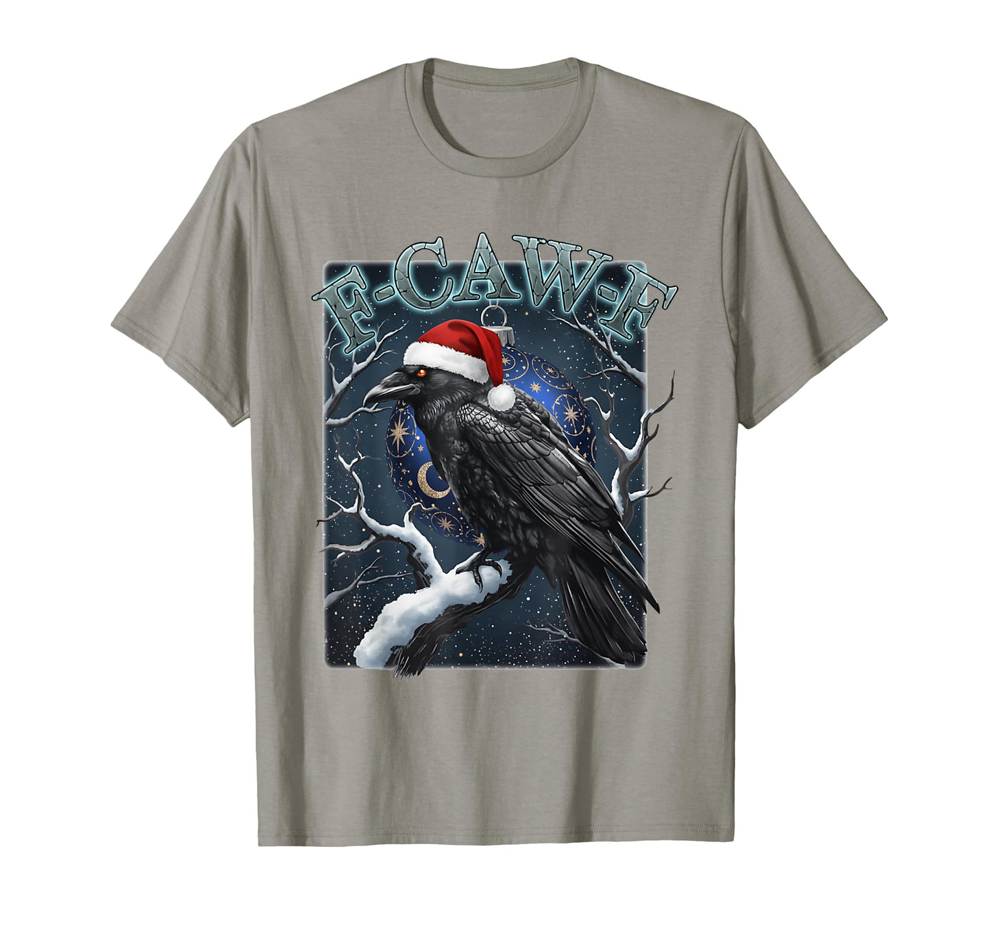 Funny Raven Christmas F-CAW-F Santa Hat Crow Holiday T-Shirt