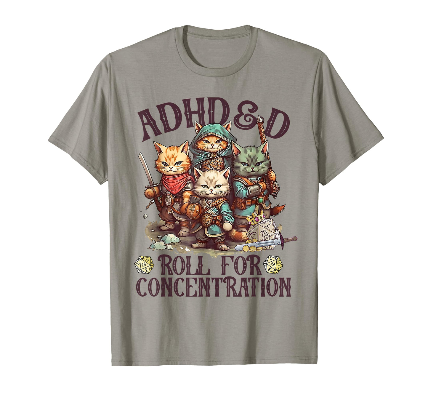 ADHD&D Roll For Concentration Lovely Gamers Vintage ADHD&D T-Shirt