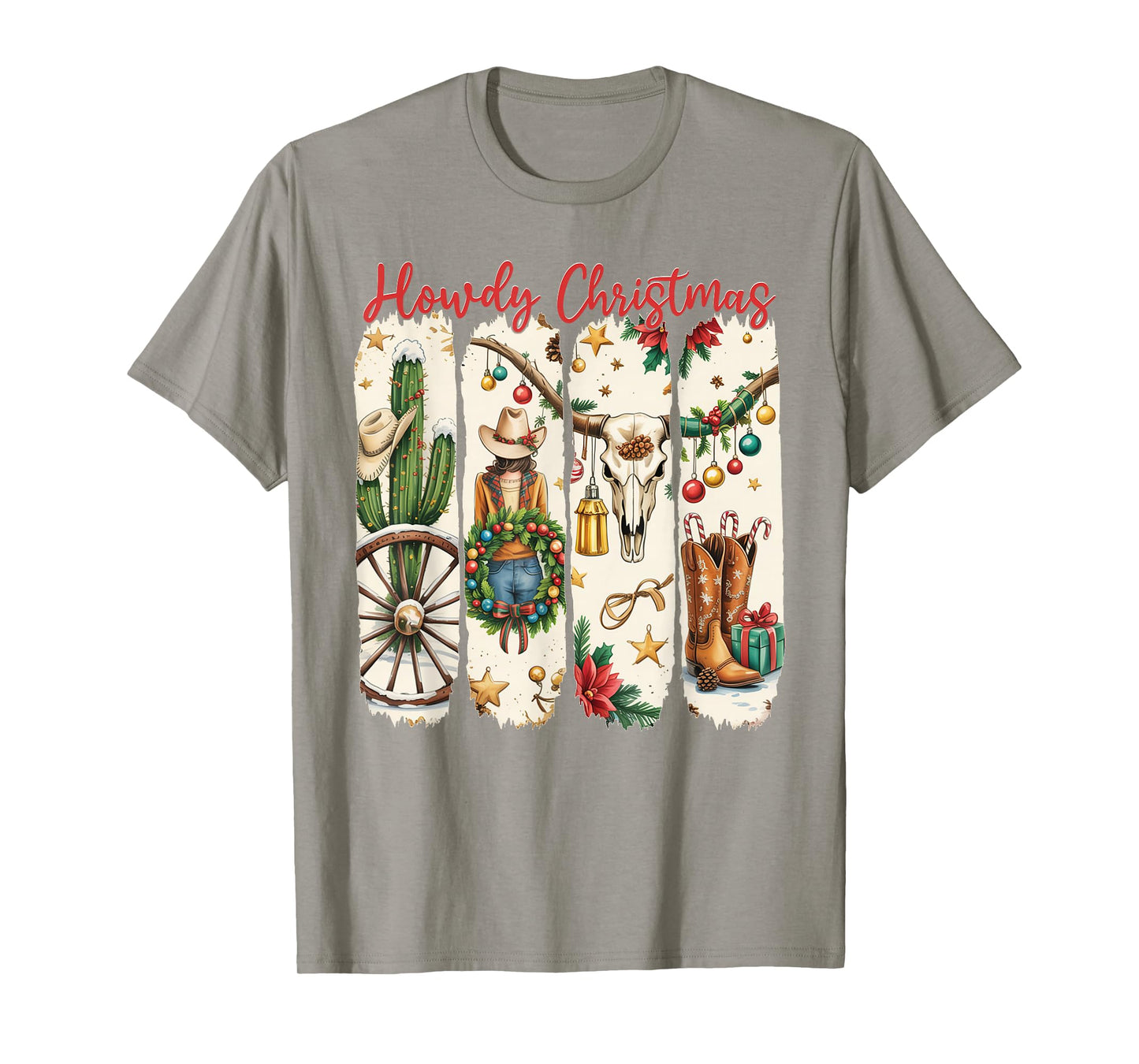 Howdy Christmas Western Coquette Bow Cowboy Cowgirl Santa T-Shirt