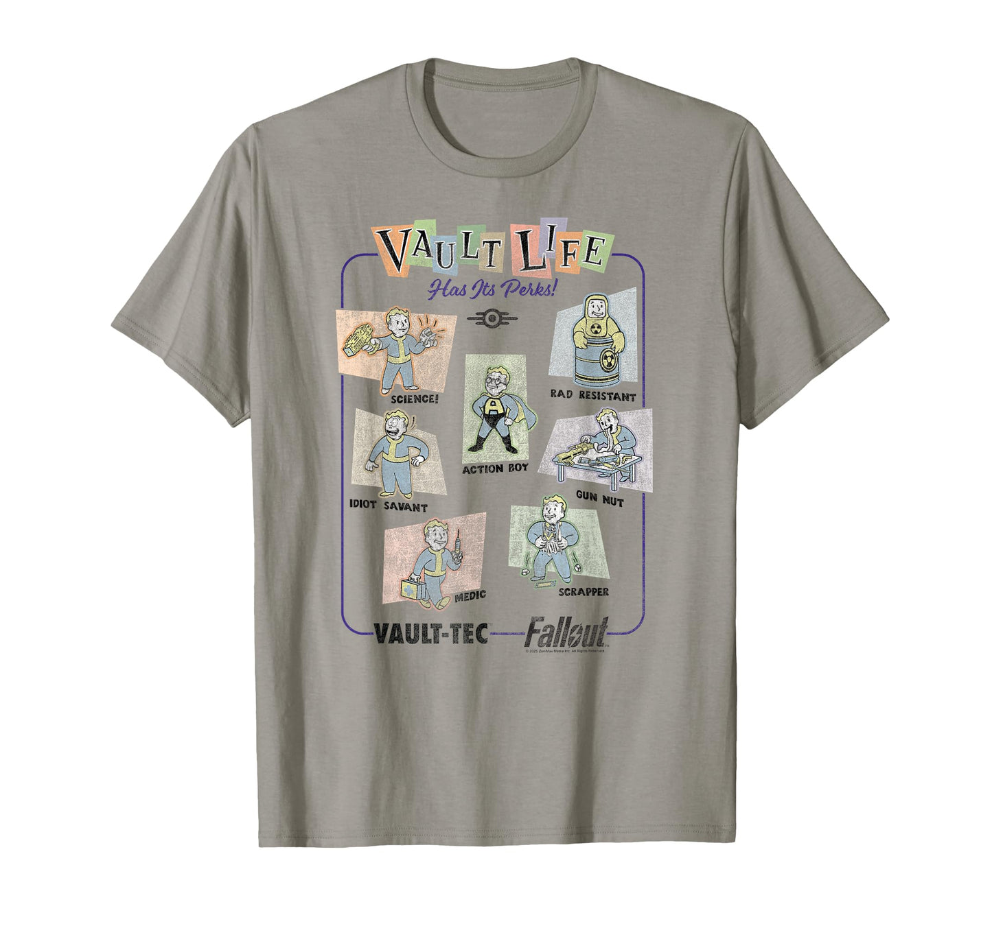 Fallout Video Game Vault Life Has Its Perks Retro Collage T-Shirt
