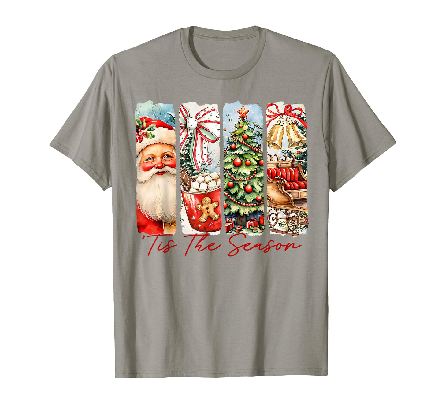 Tis The Season Retro Santa Christmas Tree Xmas Festive T-Shirt