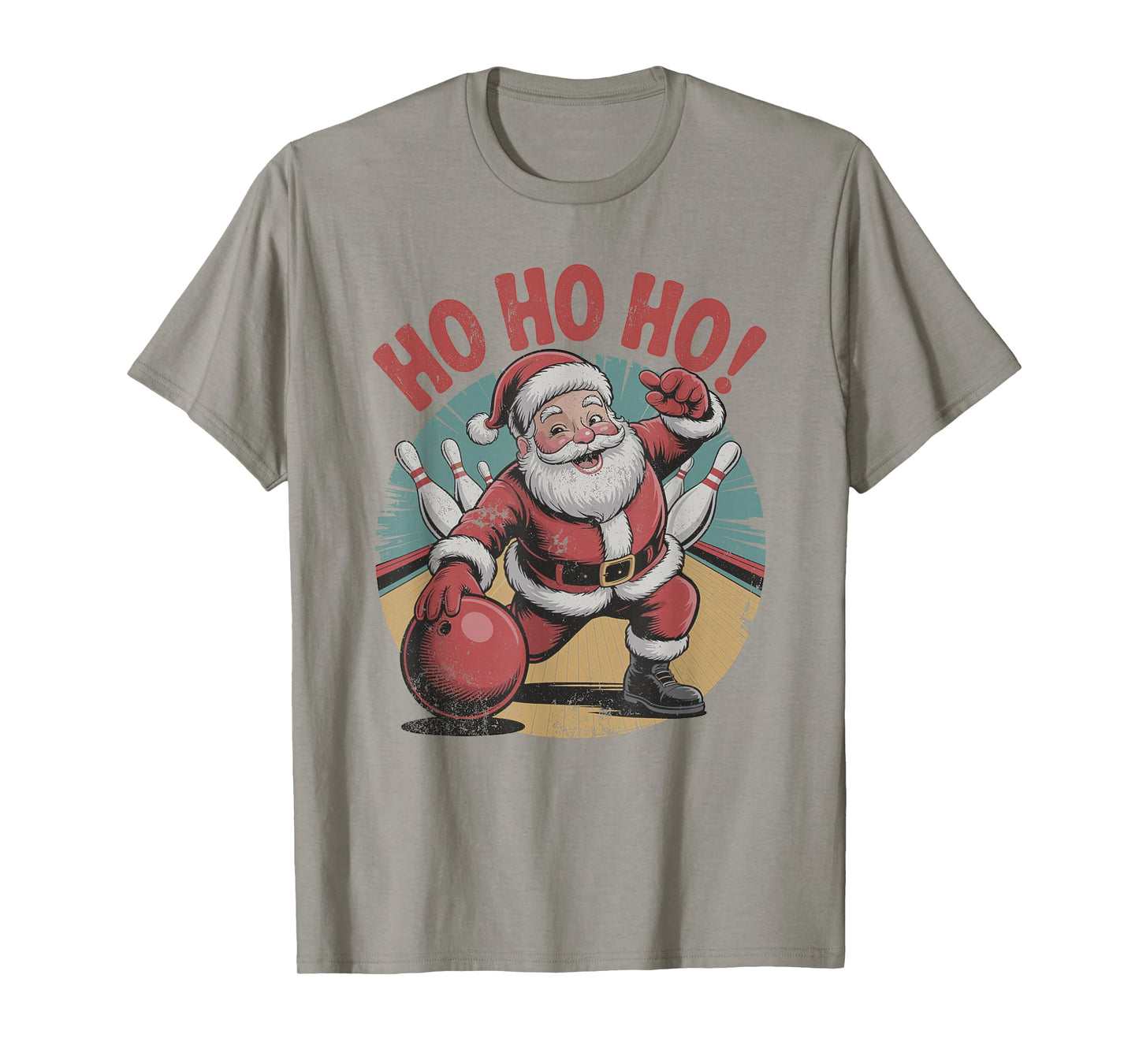 Vintage Santa Playing Bowling Retro Christmas Holiday Sports T-Shirt