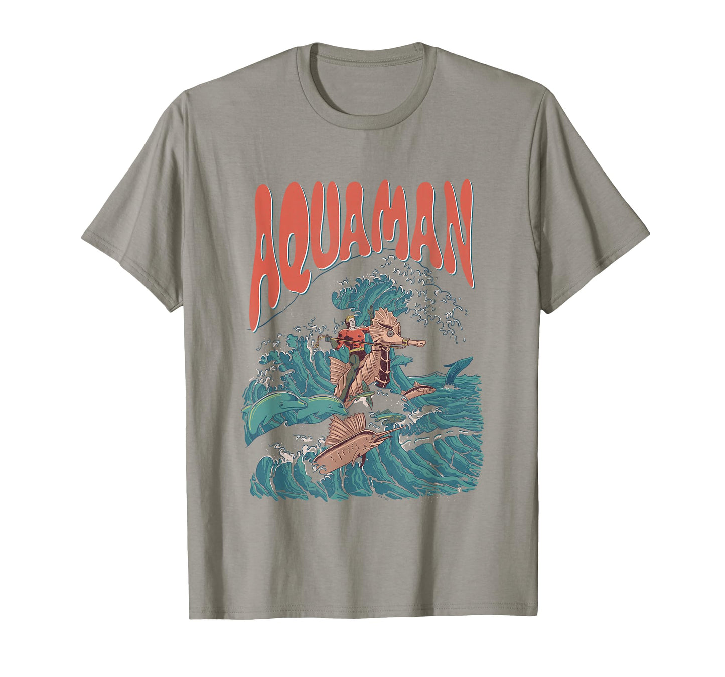 DC Comics Aquaman Kanagawa Wave Vintage Superhero T-Shirt