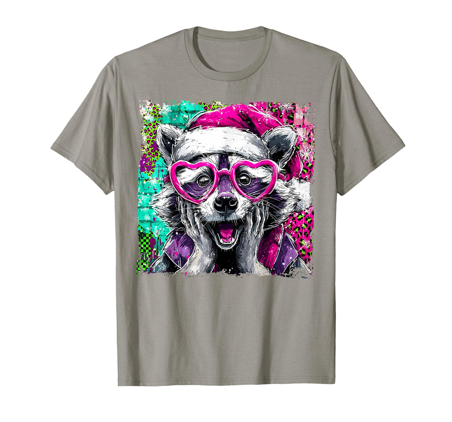 Funny Raccoon Meme Christmas Raccoon Santa Raccoon Xmas T-Shirt