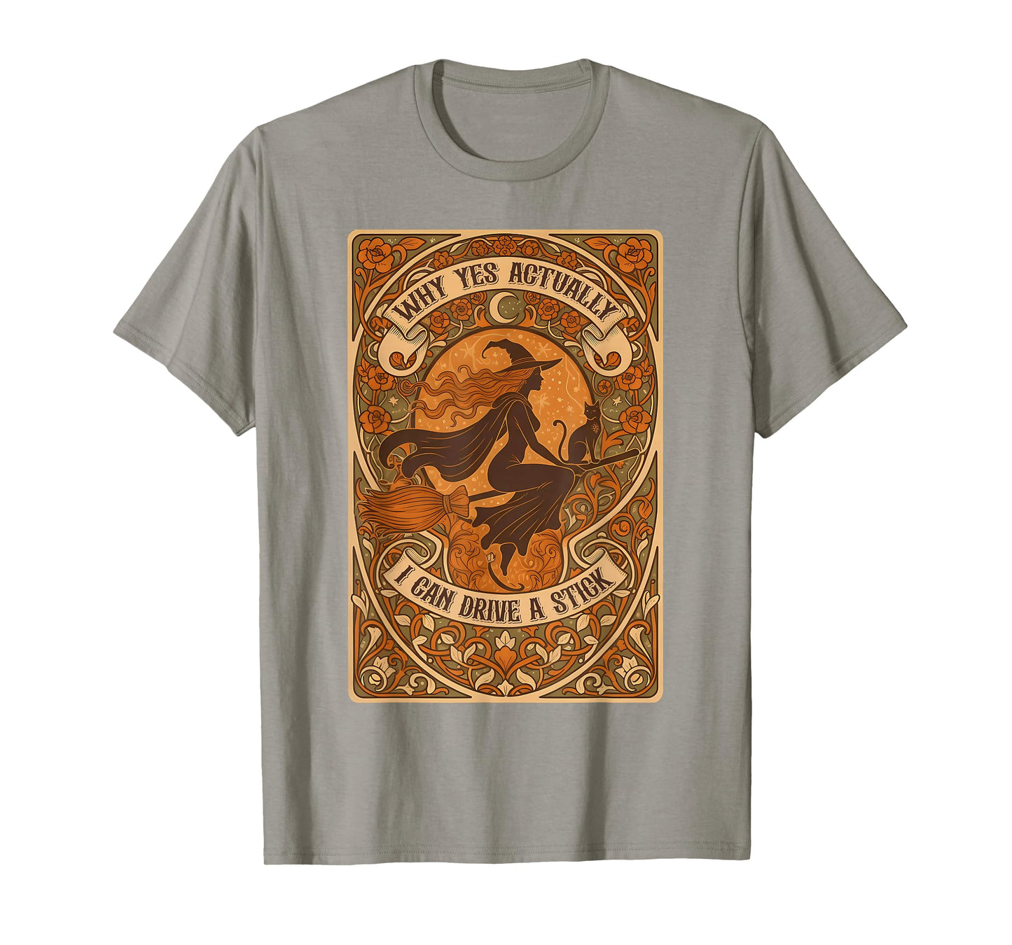 Why Yes I Can Drive a Stick Funny Halloween Witch Women Girl T-Shirt