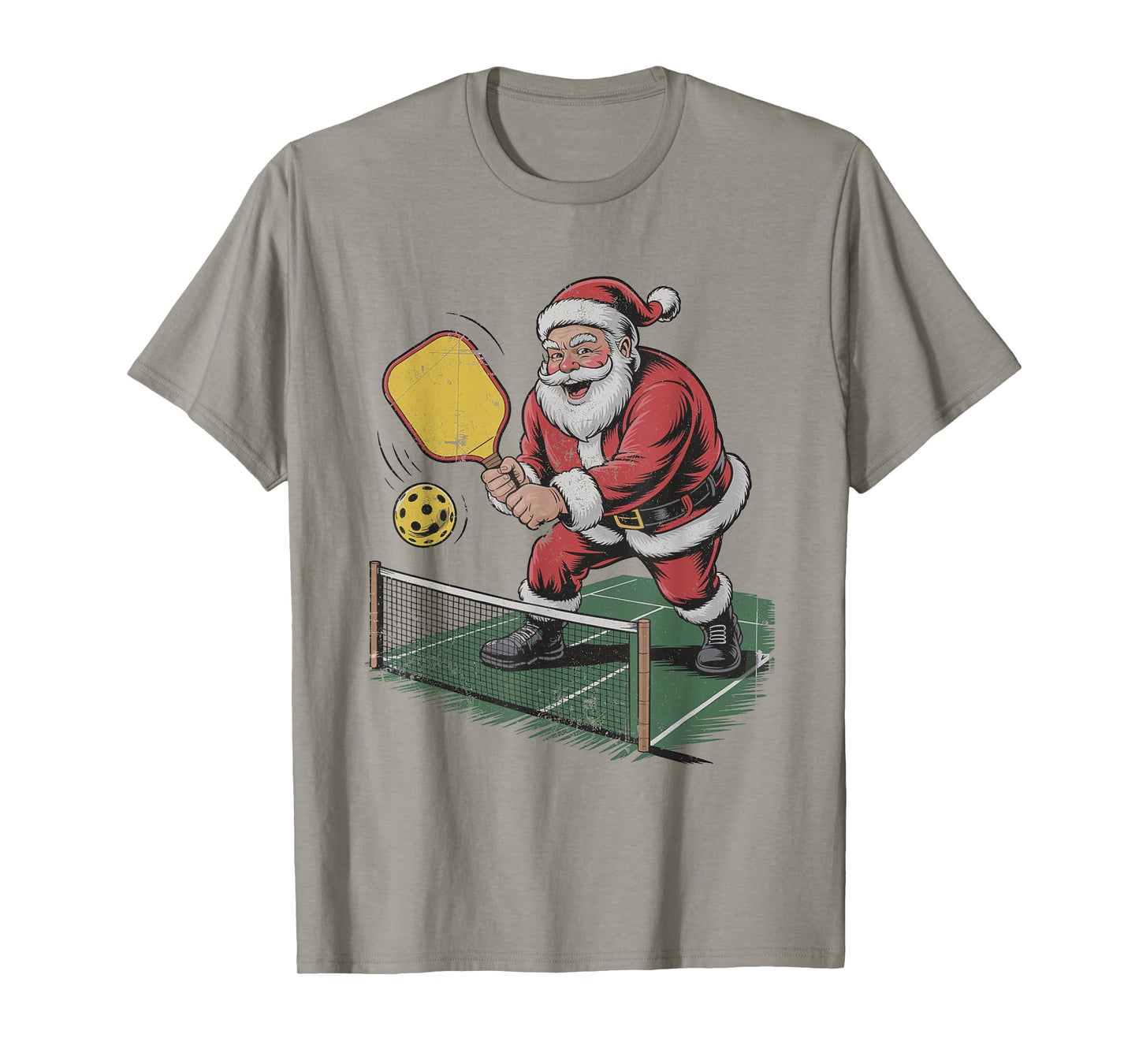 Santa Playing Pickleball Christmas Holiday Retro Vintage 90s T-Shirt