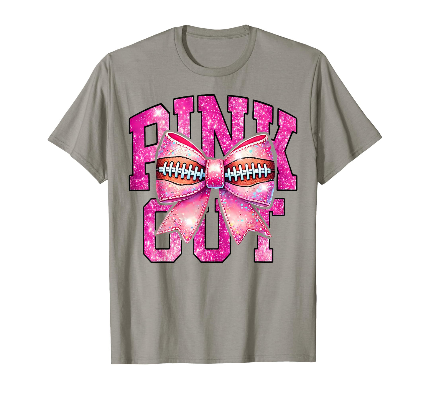Pink Out Football Coquette Bow Tackle Breast Cancer Game Day T-Shirt
