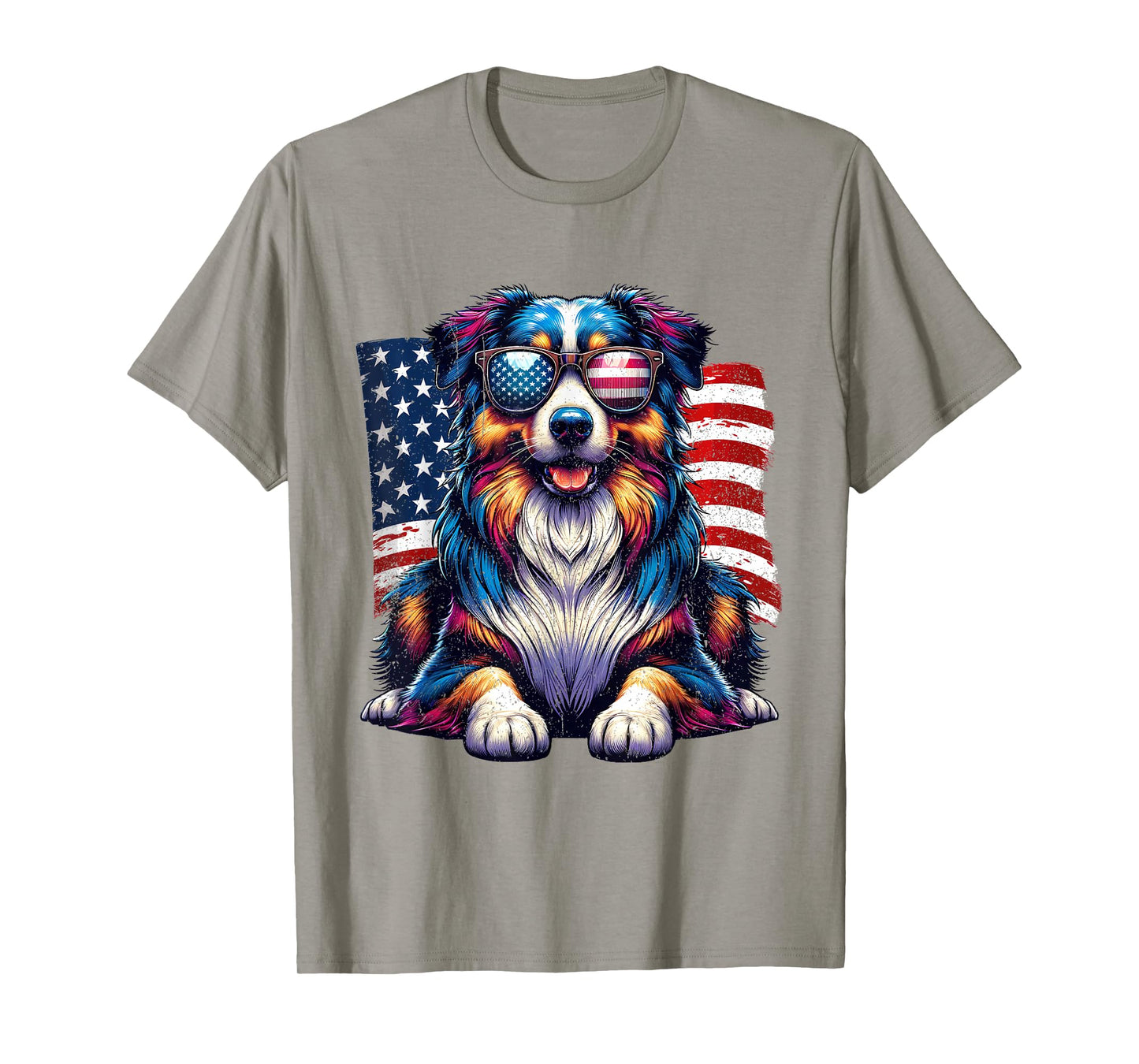 Vintage Awesome Australian Shepherd 4th Of July US American T-Shirt