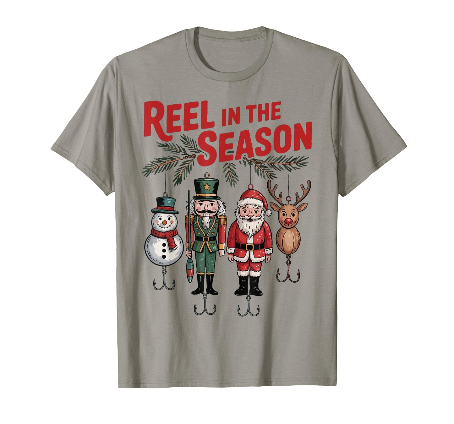 Funny Fisherman Christmas Santa Fishing Reel in The Season T-Shirt