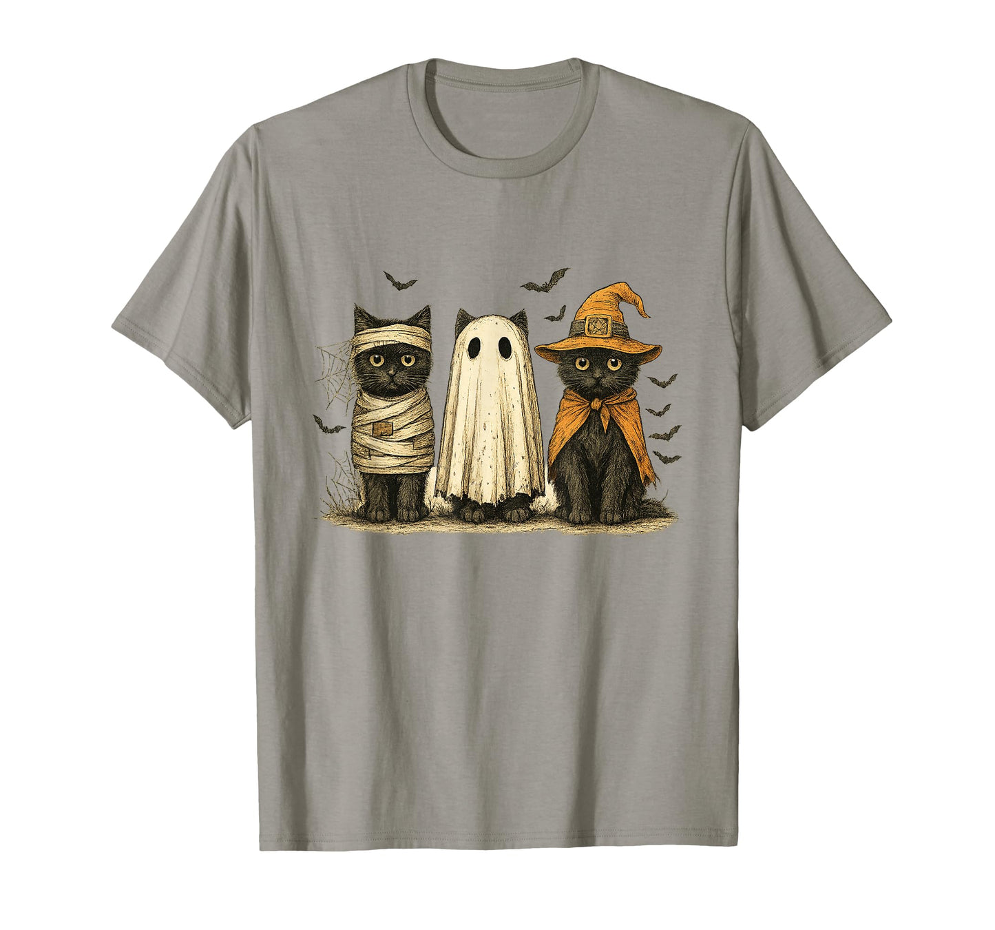 Cute Cats Halloween Witch Ghost Mummy Funny T-Shirt