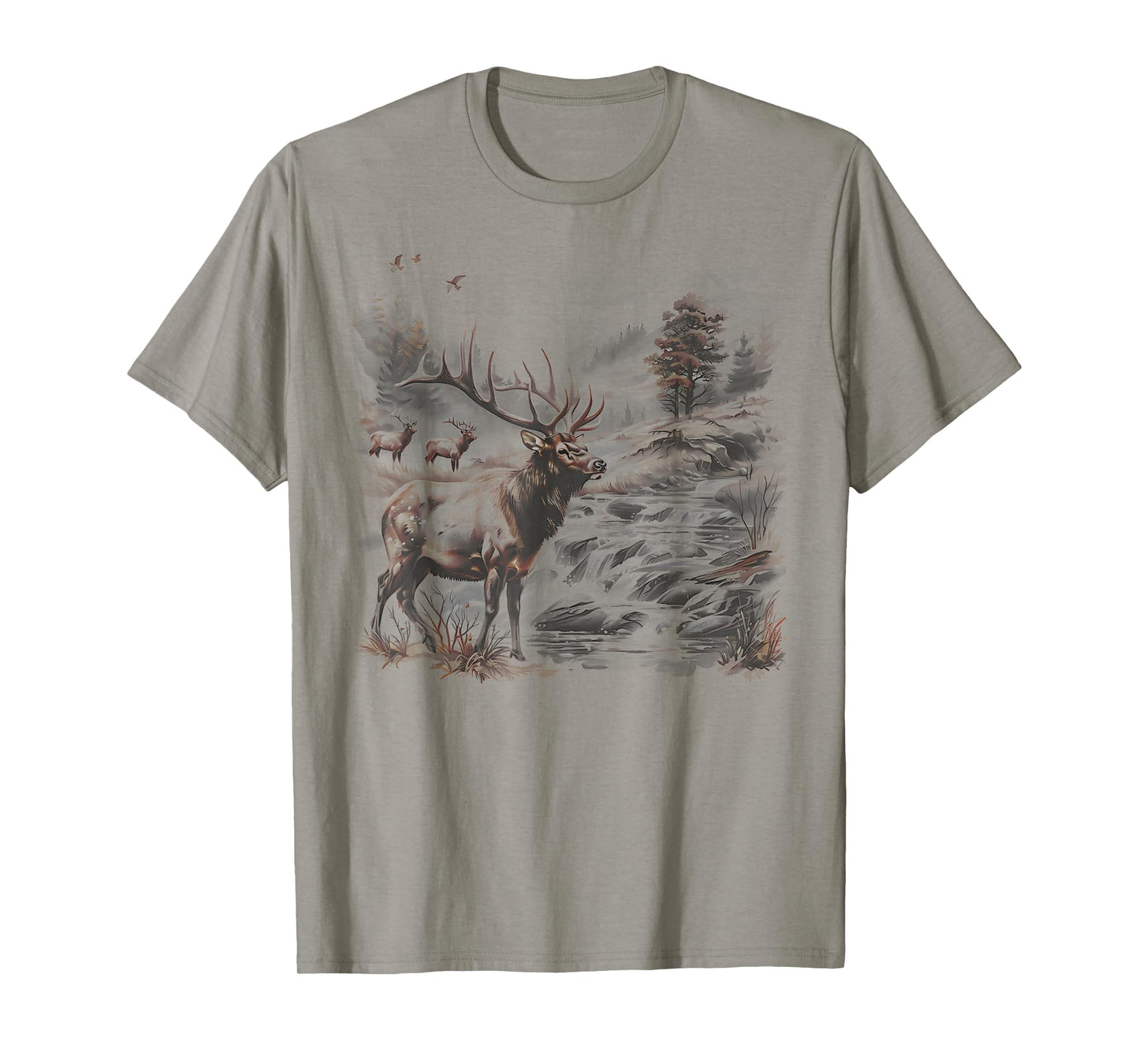 Vintage Bull Elk Deer Buck Wilderness Scene Elk Nature Kids T-Shirt