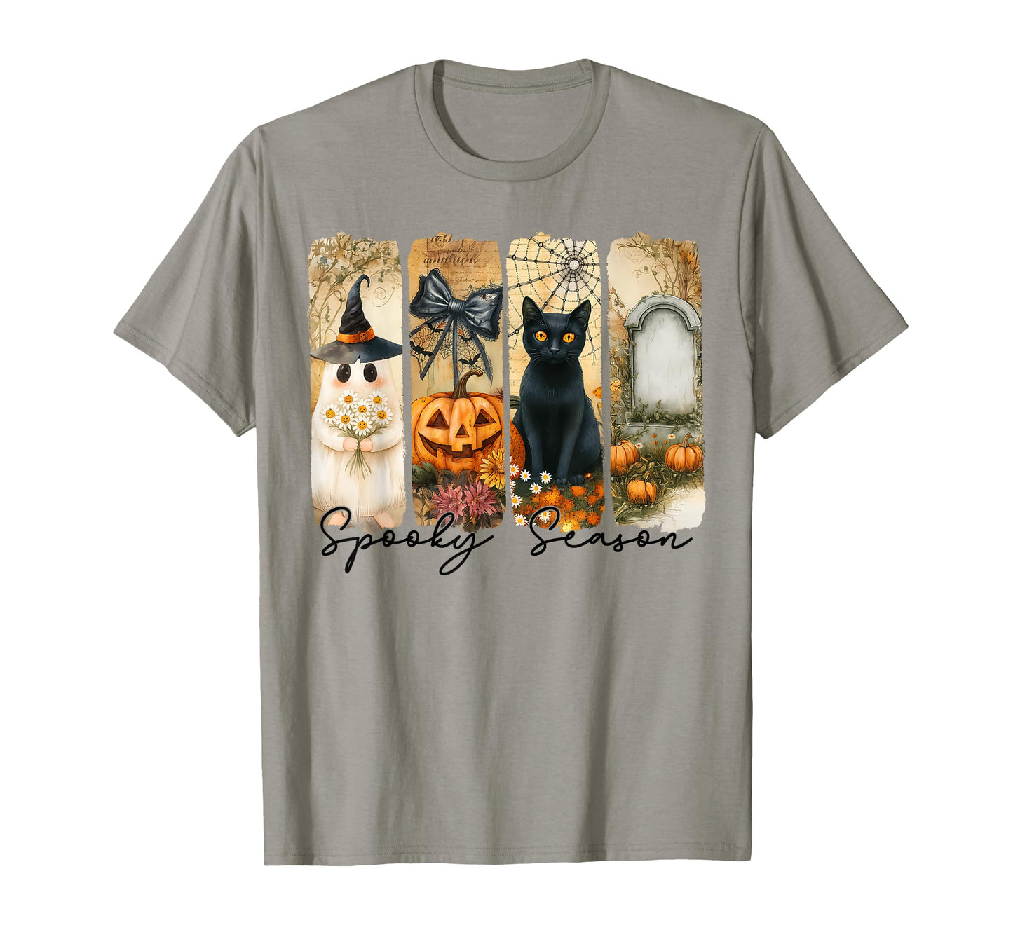 Spooky Season Vintage Halloween Ghost Coquette Fall Pumpkin T-Shirt