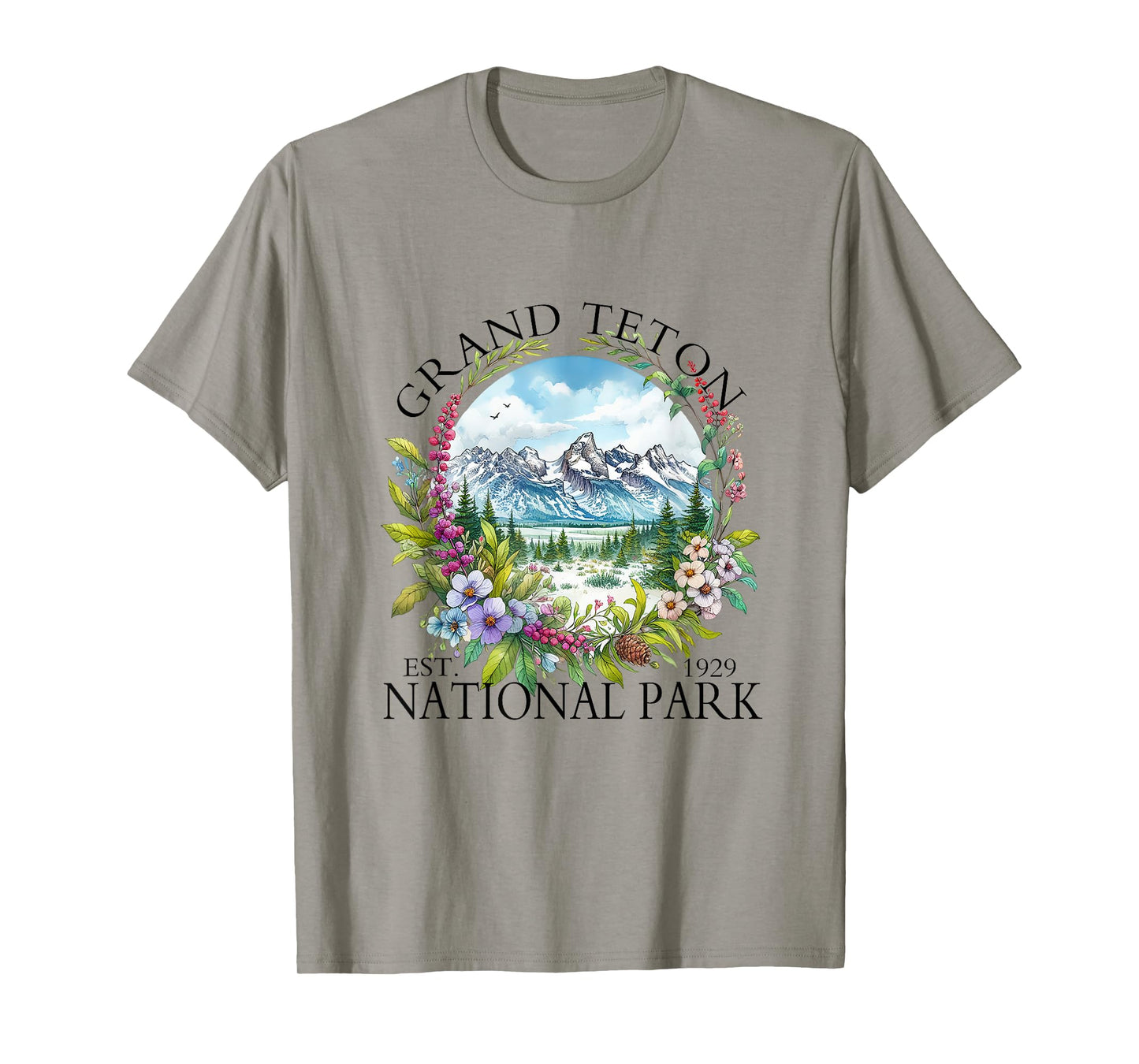 Floral Grand Teton National Park Hiking Camping Outdoor T-Shirt