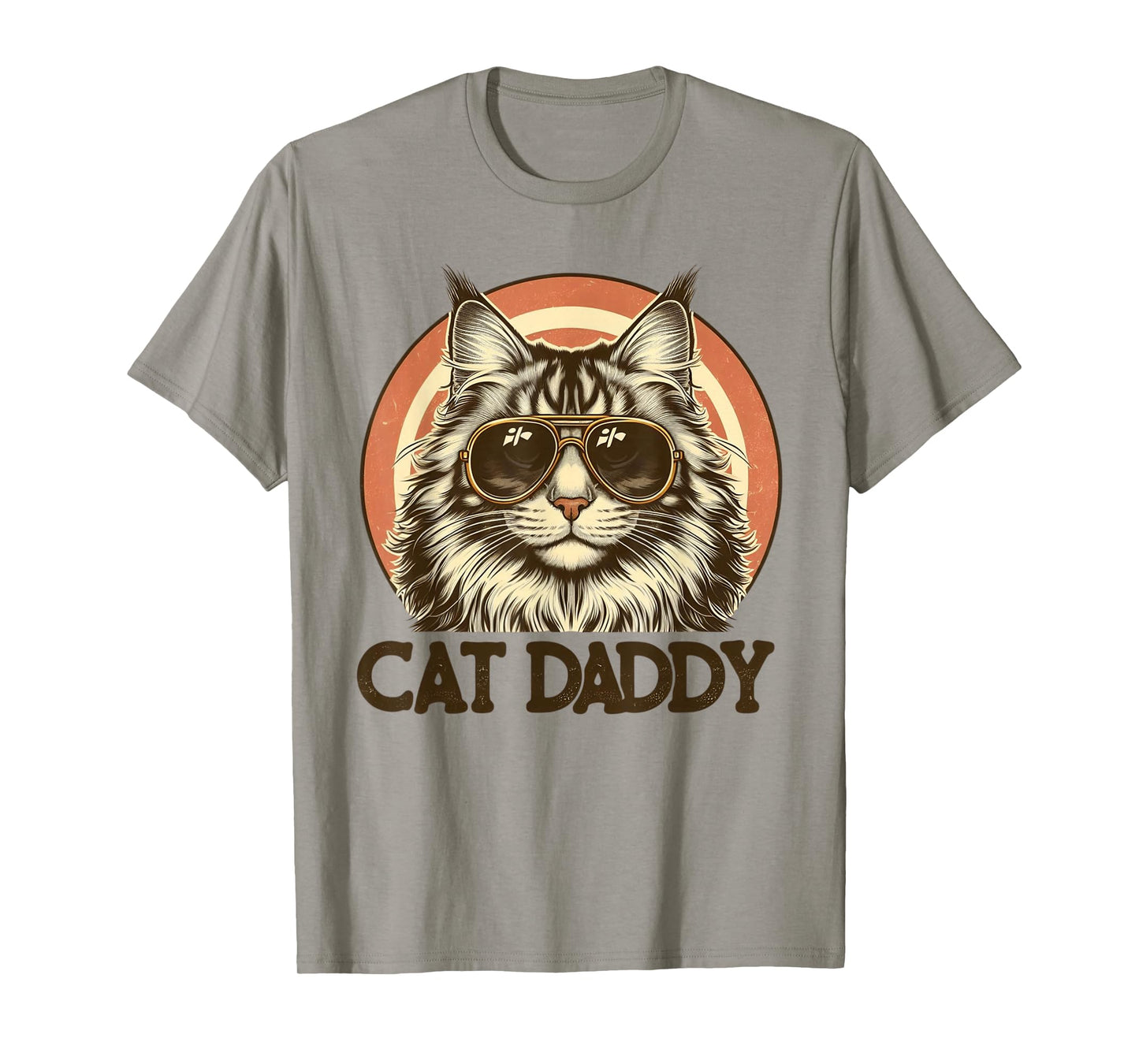 Cat Daddy Cool Maine Coon Cat Father's Day Retro Cat Dad T-Shirt for Men Women Kids