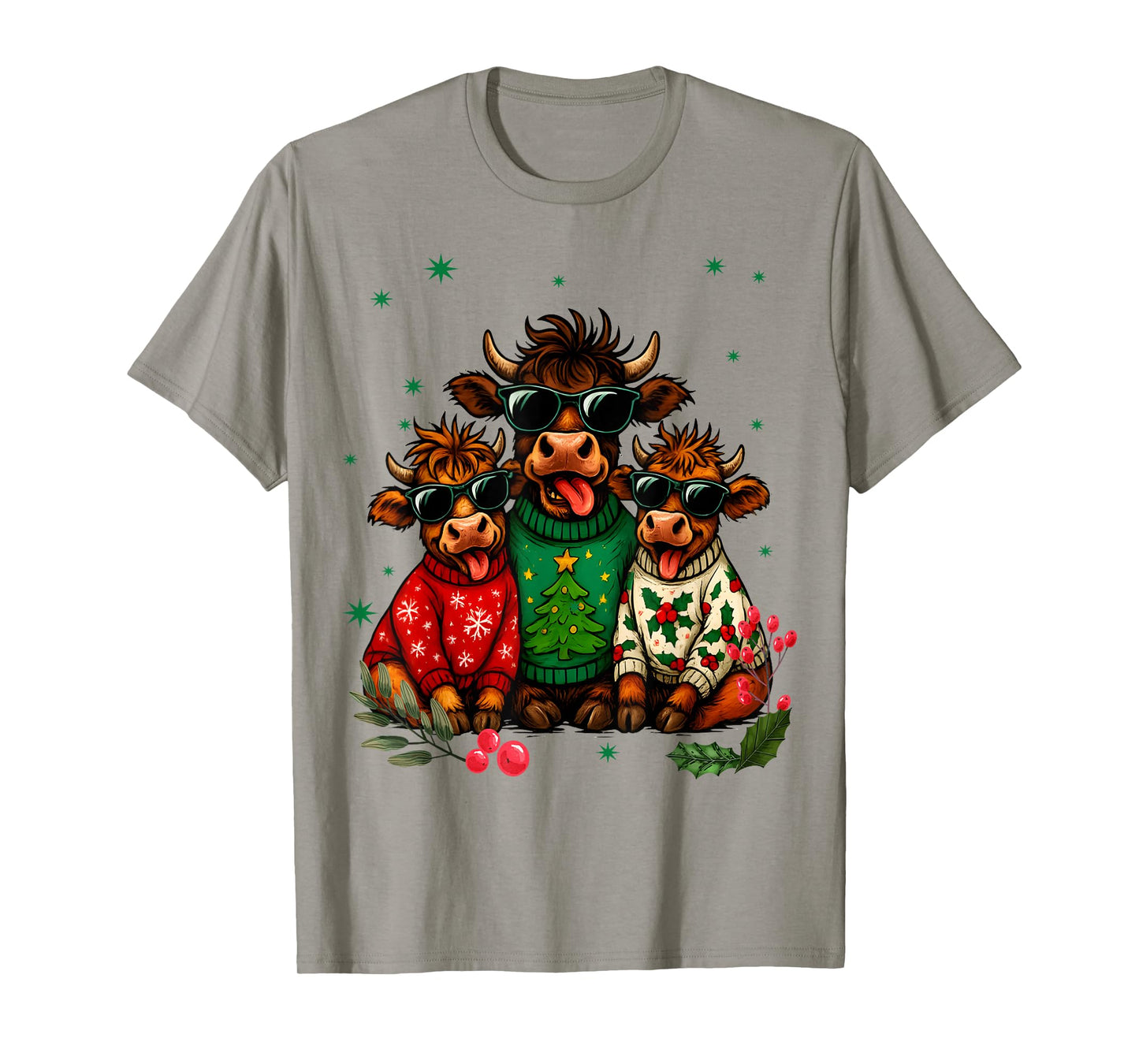 Funny Christmas Cows tee Farm Cow Santa Clause 2026 T-Shirt