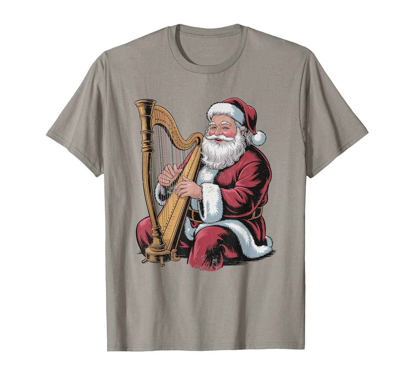 Vintage Santa Playing Harp Music Retro 90s Chrismas Holiday T-Shirt