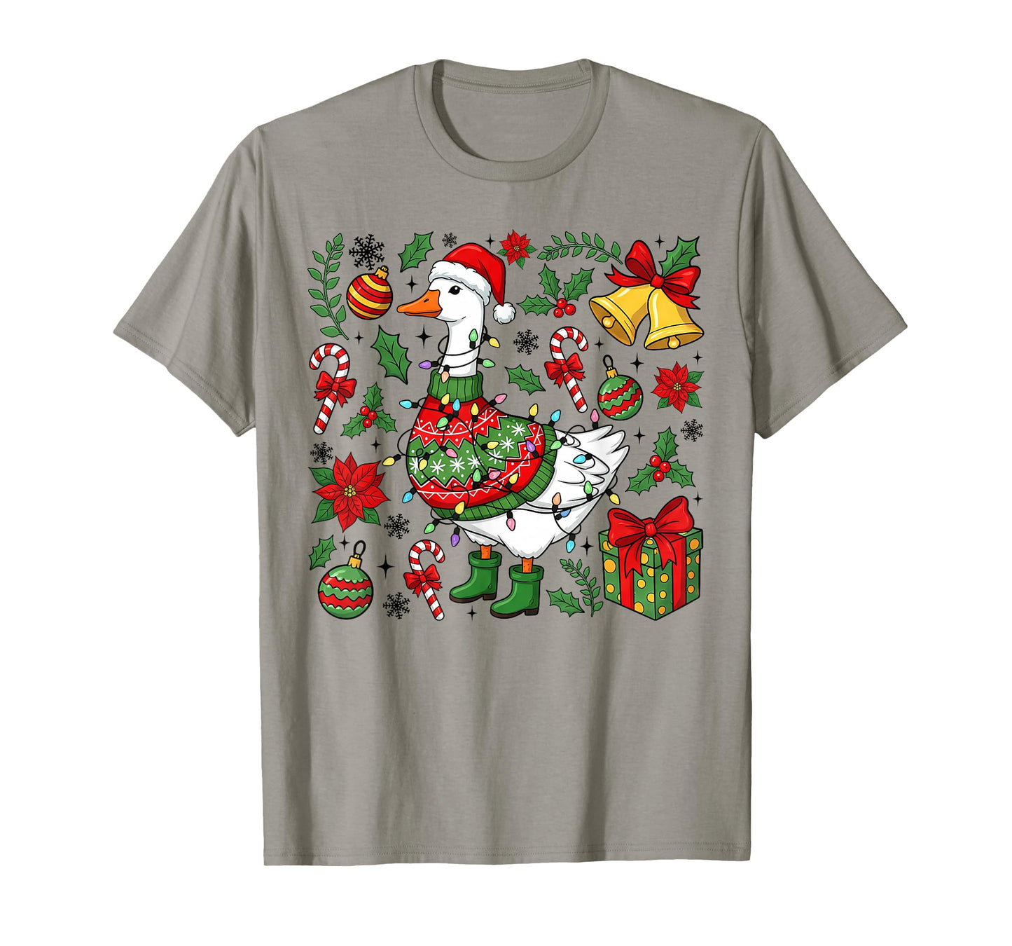 Funny Christmas Goose Santa Hat Retro Holiday Sweater T-Shirt