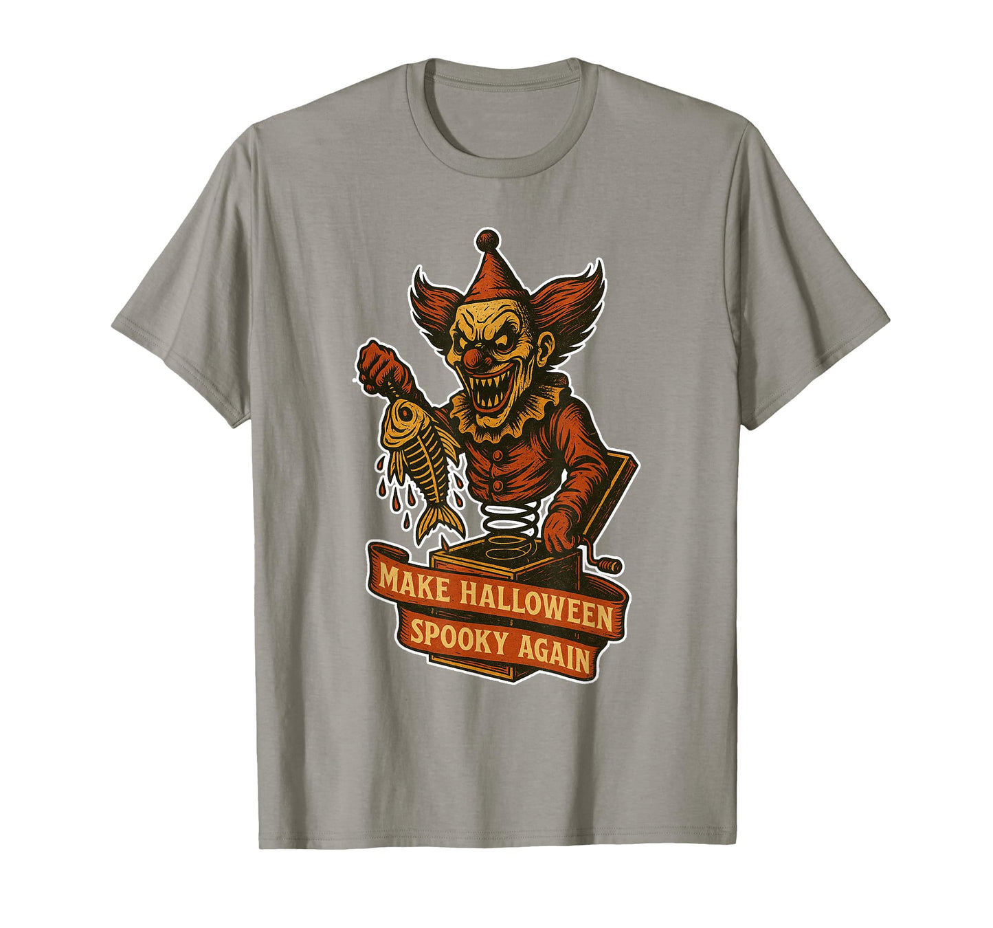 Make Halloween Spooky Again Clown Skeleton Fish T-Shirt