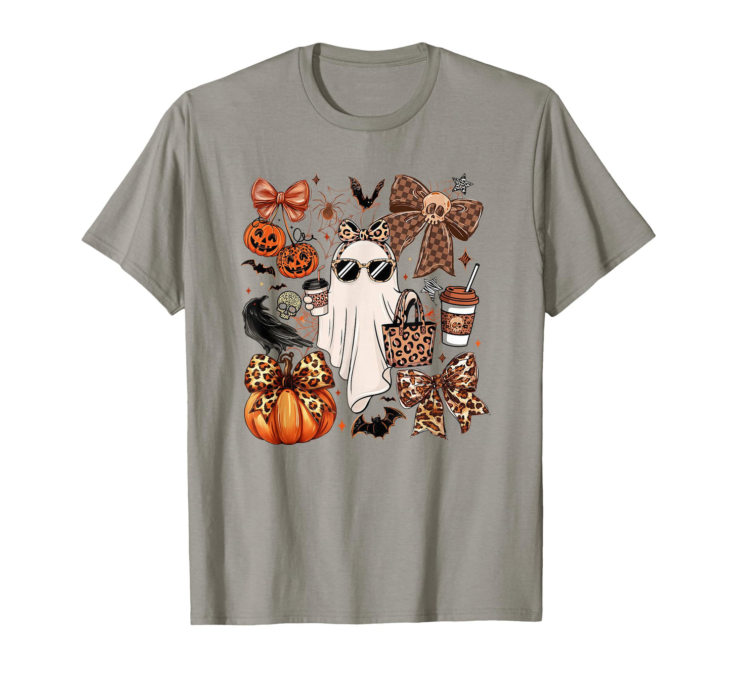 Coquette Leopard Ghost Coffee Boo-JEE Halloween Boujee Ghost T-Shirt