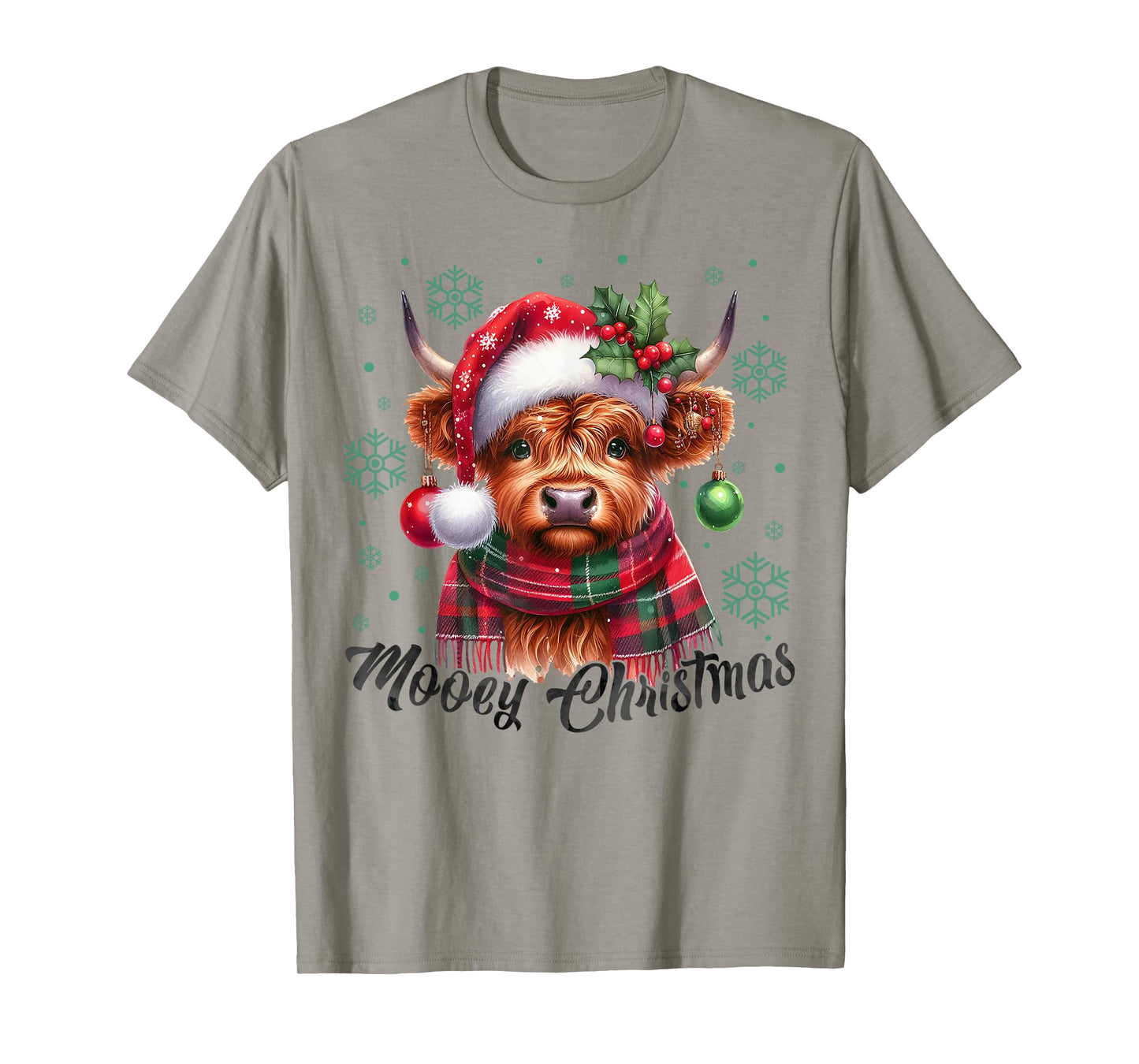 Mooey Christmas Highland Cow Christmas Lights Cow Lovers T-Shirt