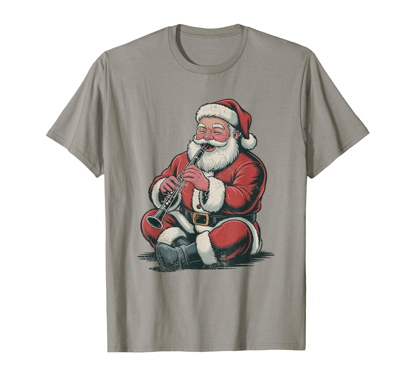 Santa Playing Clarinet Retro Vintage 90s Chrismas Holiday T-Shirt