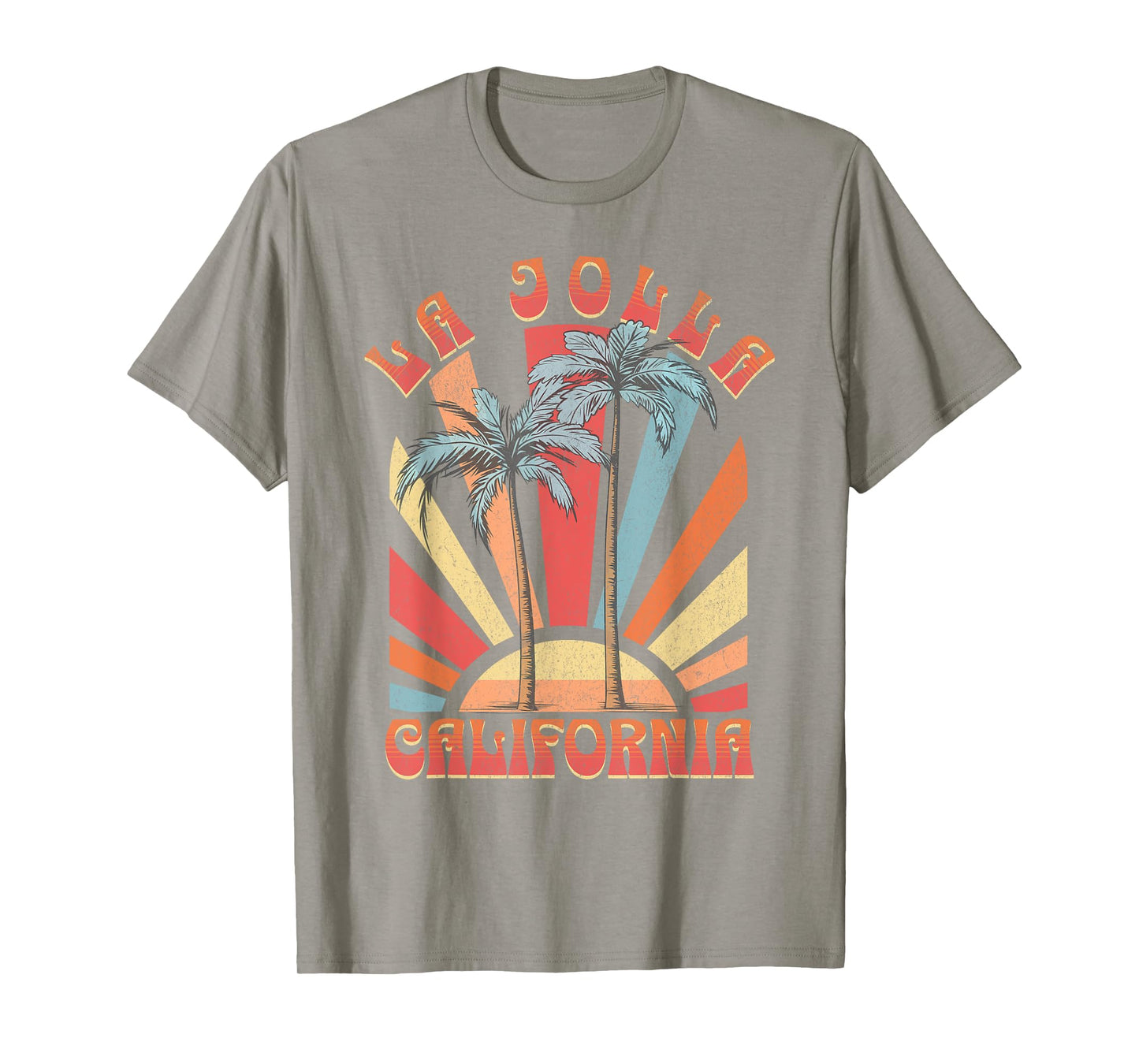 La Jolla Beach California Surfing Surf Ocean Retro T-Shirt - Unisex-Adults, Kids - Blue - Small - Short Sleeve