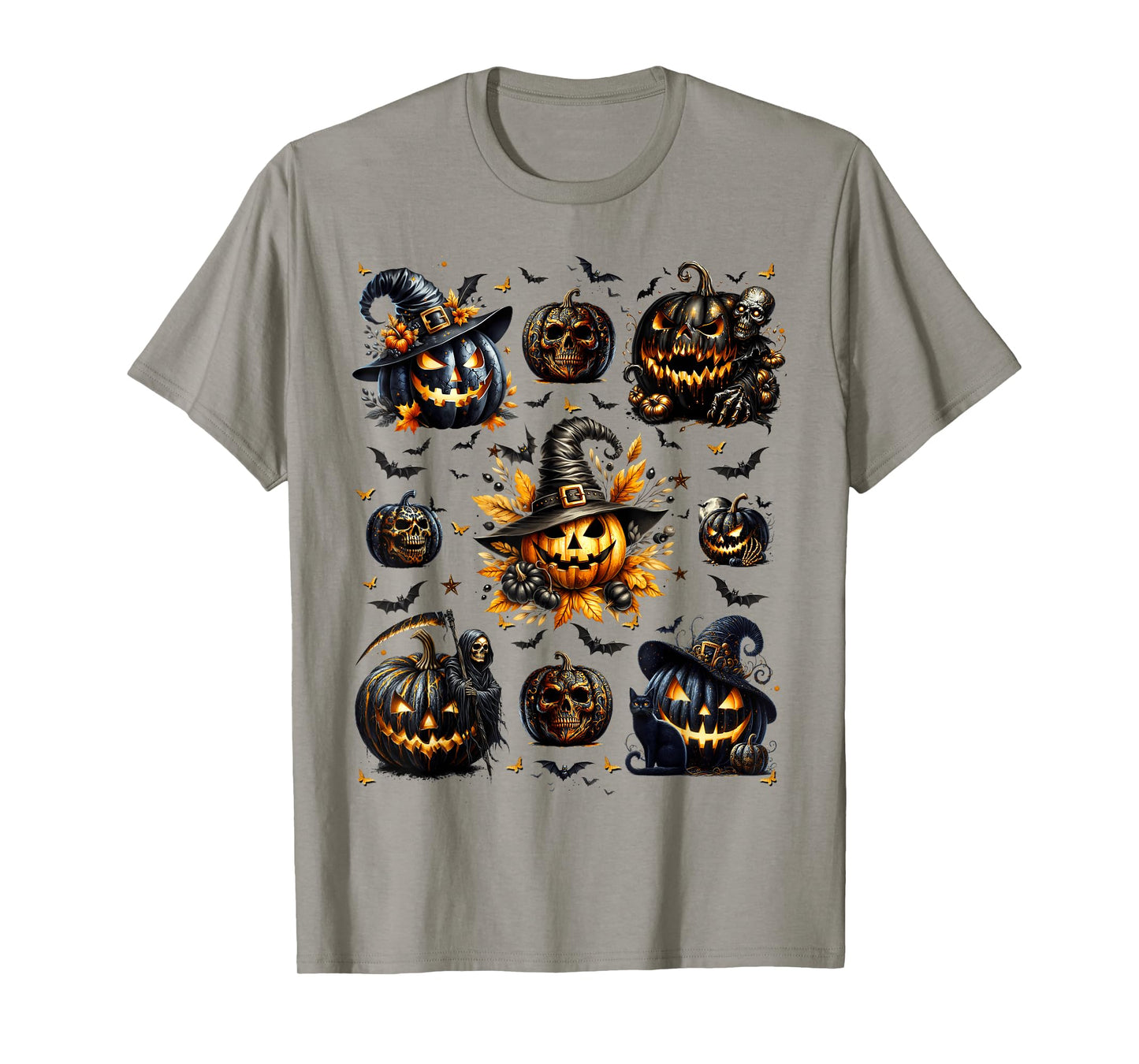 Black White and Orange Halloween Jack O Lantern Pumpkin T-Shirt