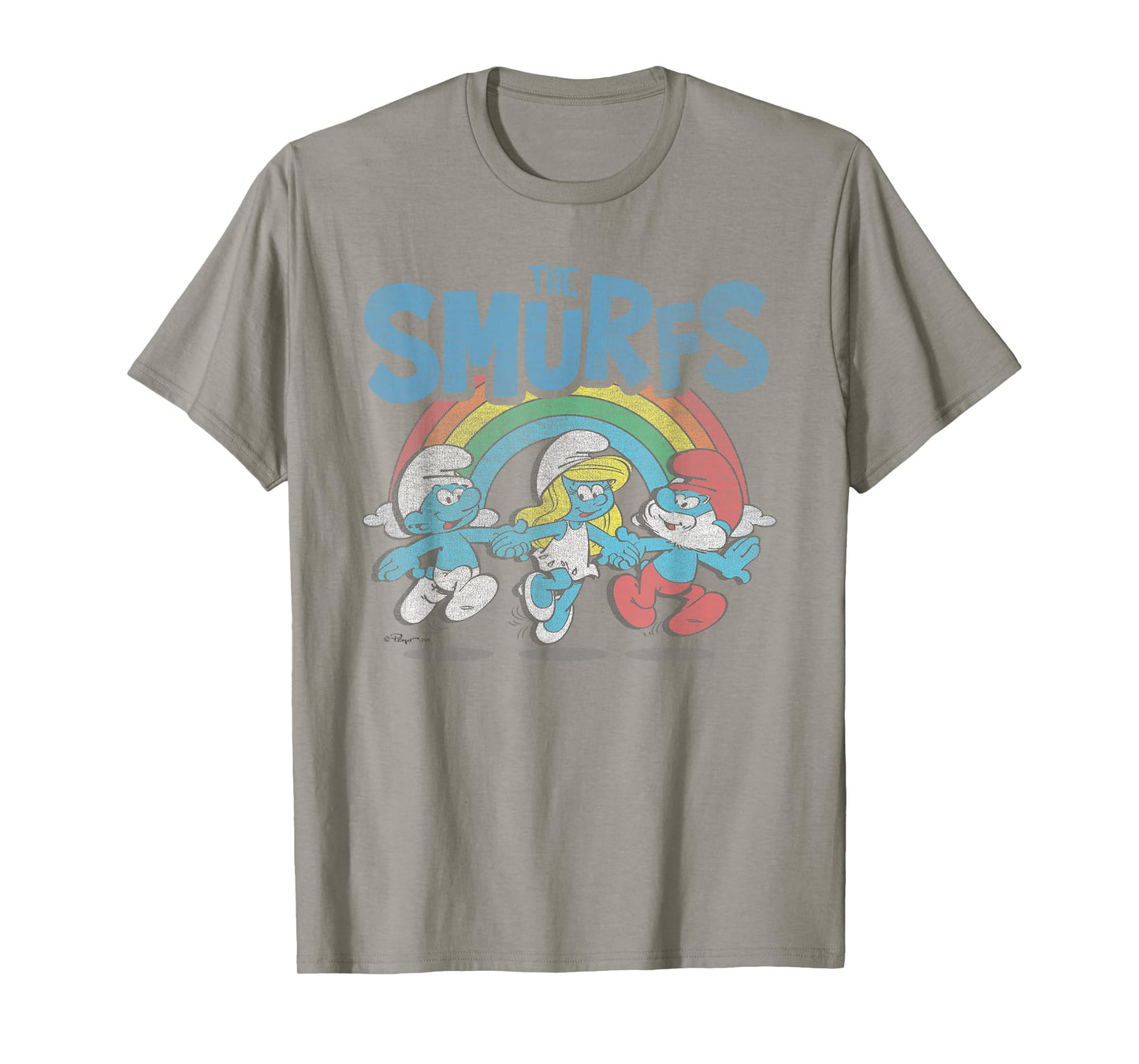 The Smurfs Vintage Rainbow With Characters Cartoon T-Shirt