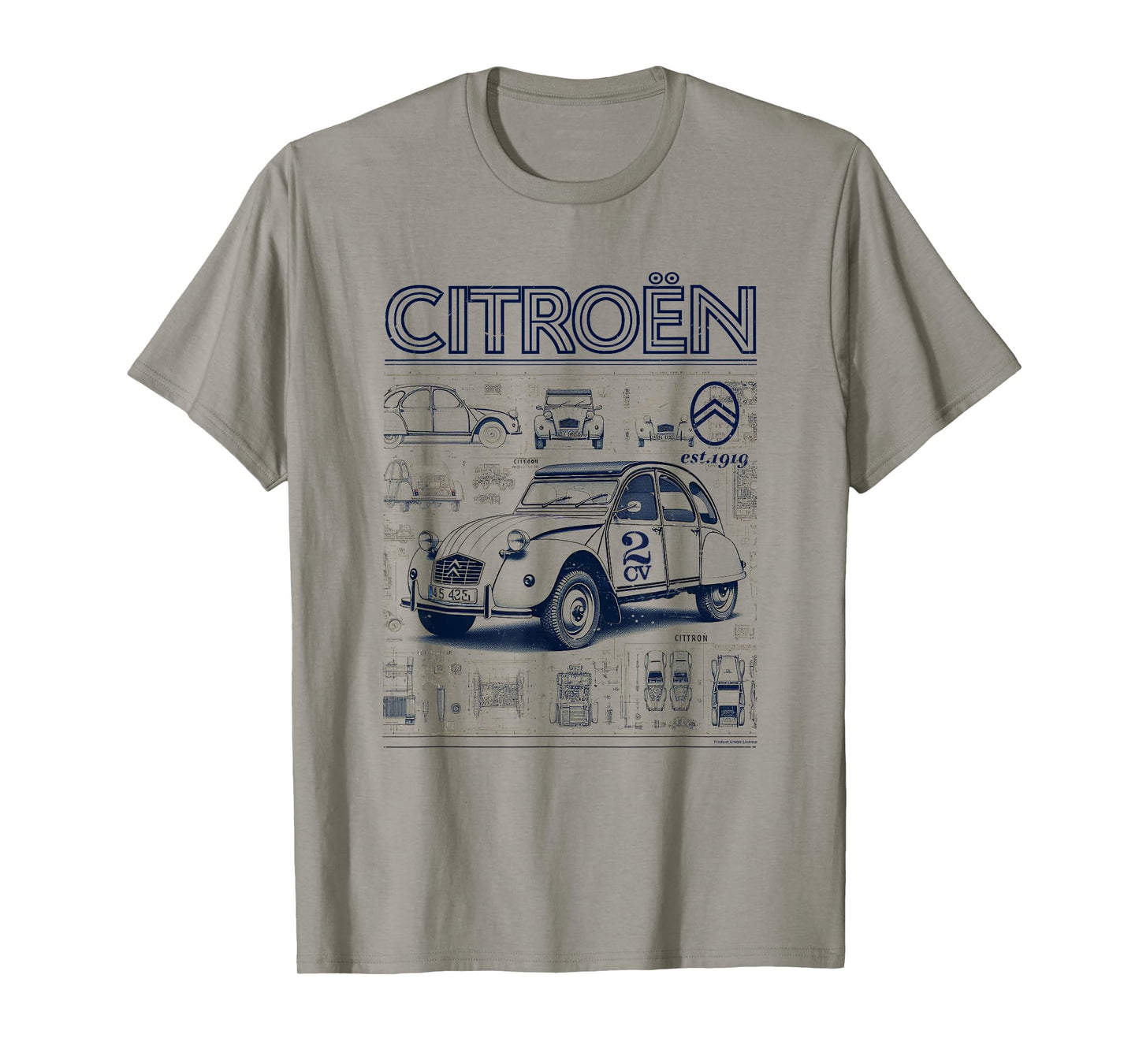 Citroën 2CV Retro Schematics Est 1919 T-Shirt